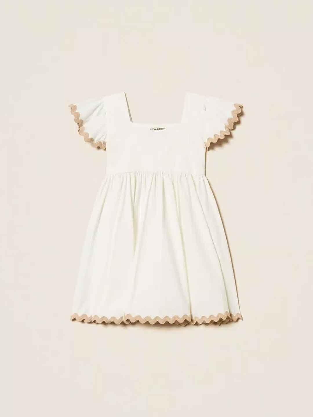 Twinset abito kids bianco con ricamo