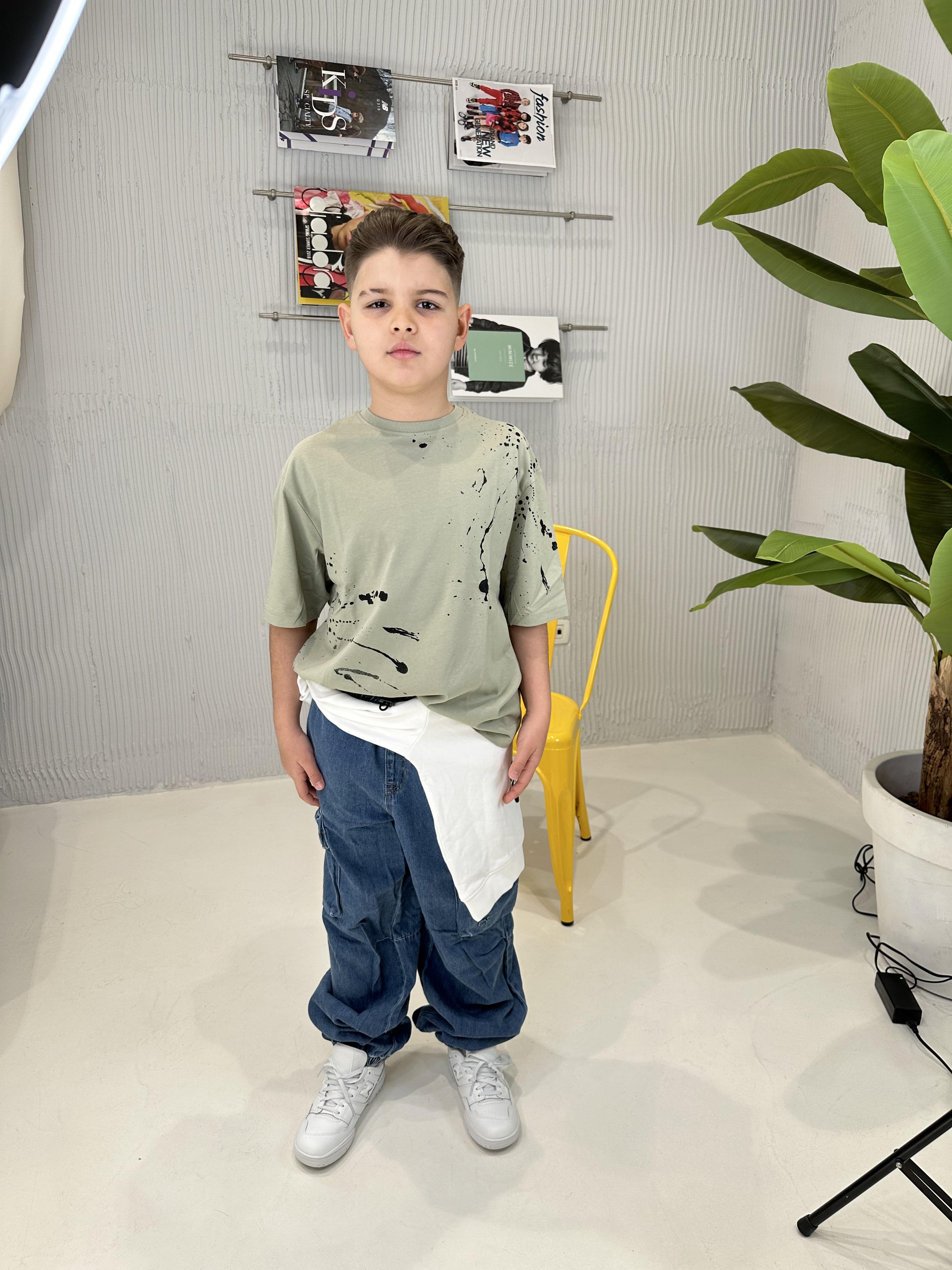 Name It t-shirt kids verde con schizzi pittura