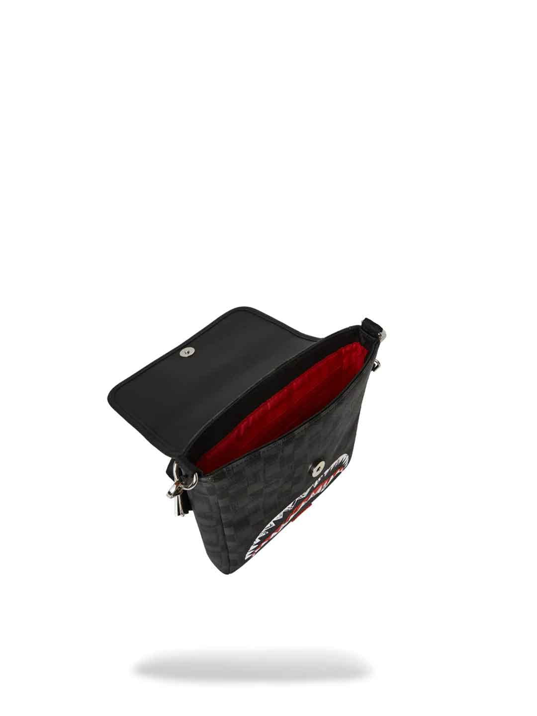 Sprayground Scribble Shark borsello nero con tracolla