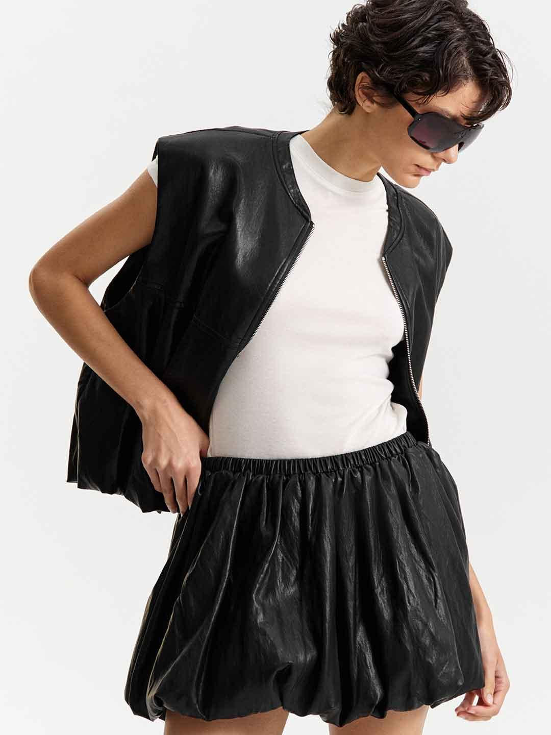 Eleh gonna nero mini in pelle