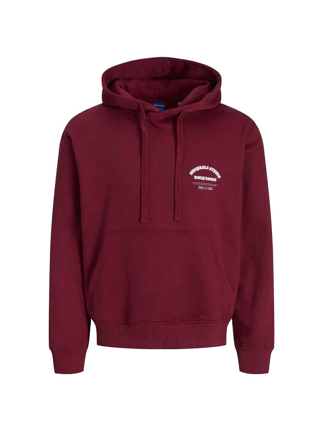 Jack & Jones felpa bordeaux con cappuccio