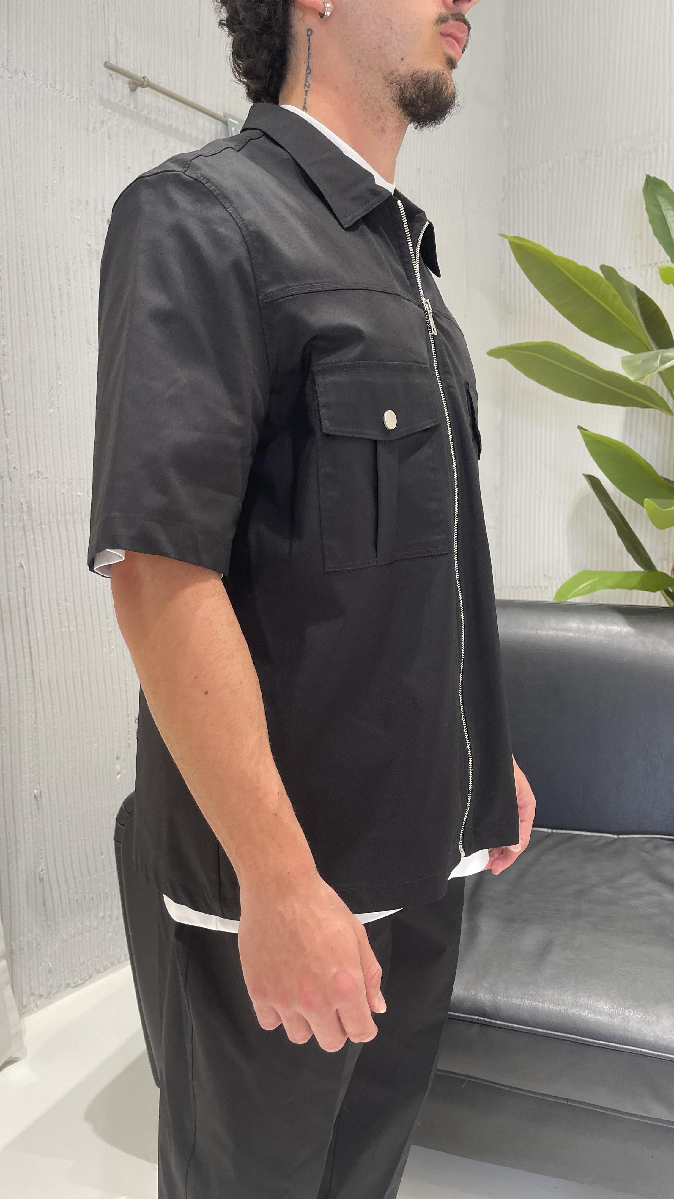 Pret A Porter camicia nero con tasconi <BR/>