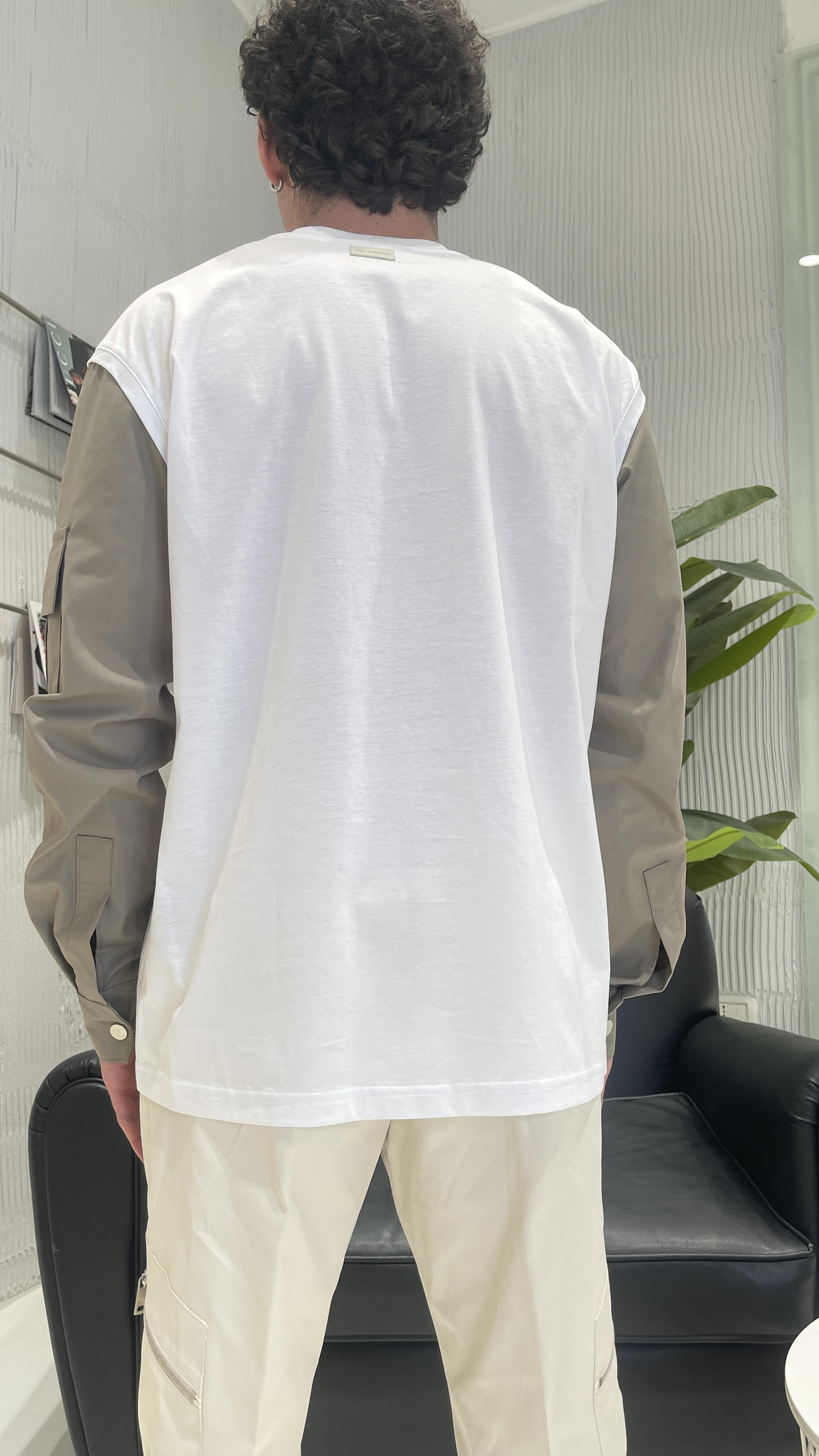 Pret A Porter t-shirt bianco manica in contrasto