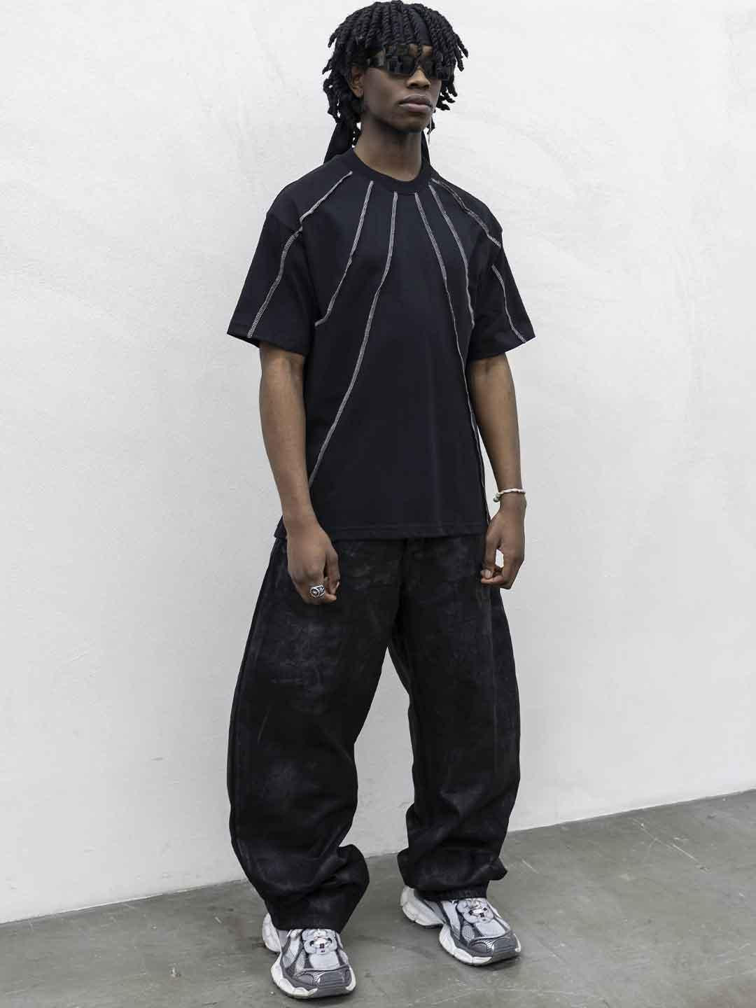 Present Day t-shirt nero con cuciture