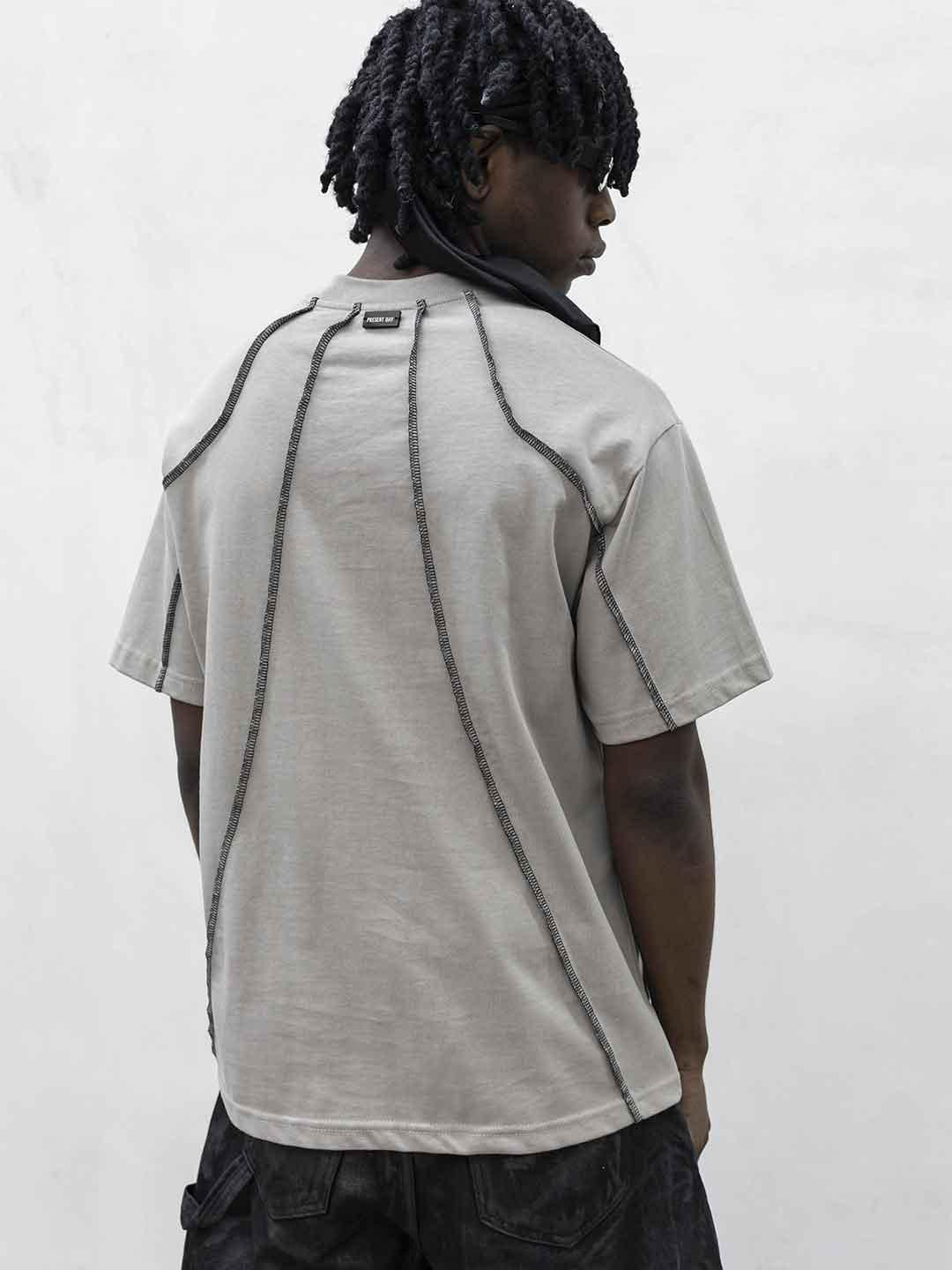 Present Day t-shirt beige con cuciture