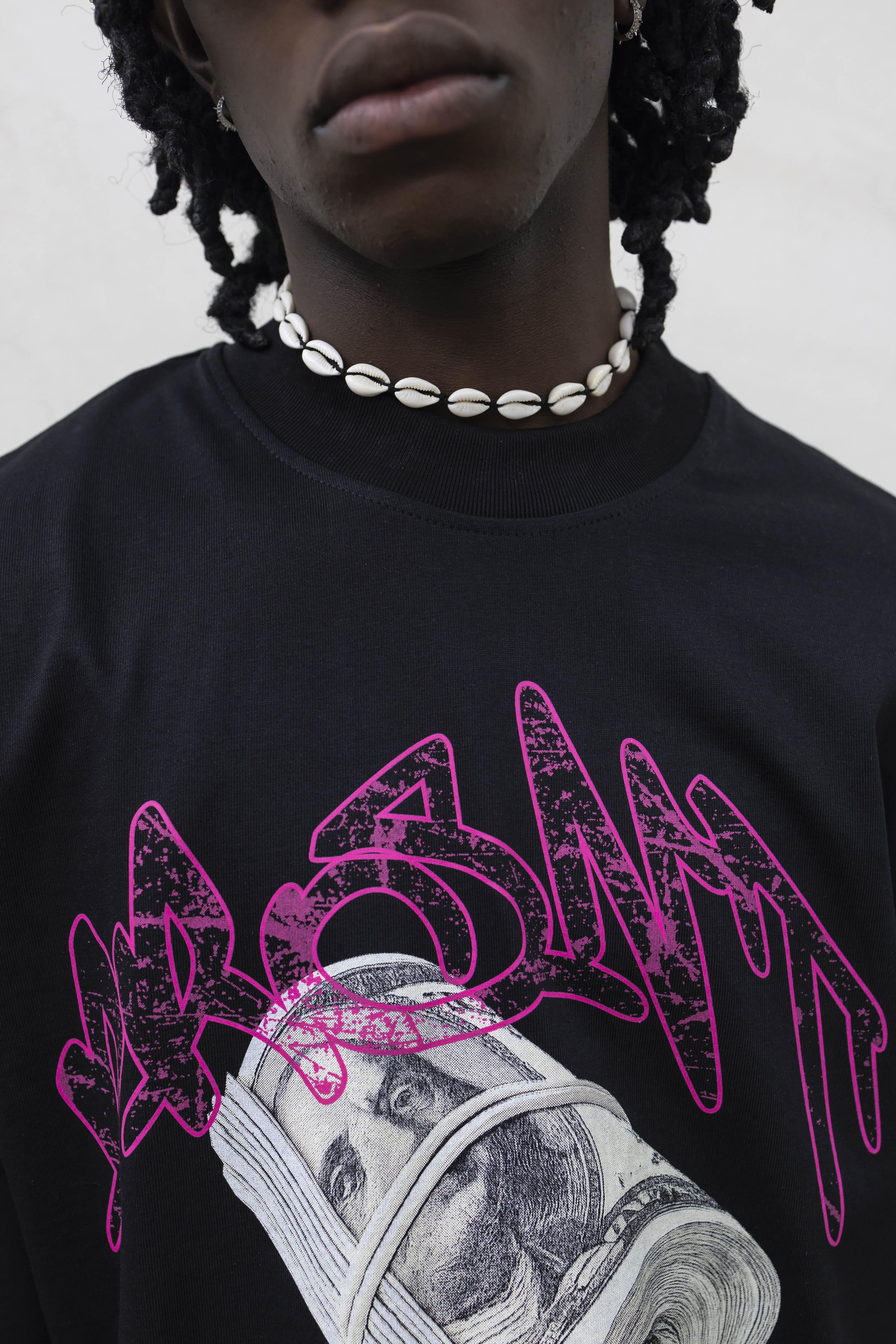 Present Day t-shirt nero con dollari