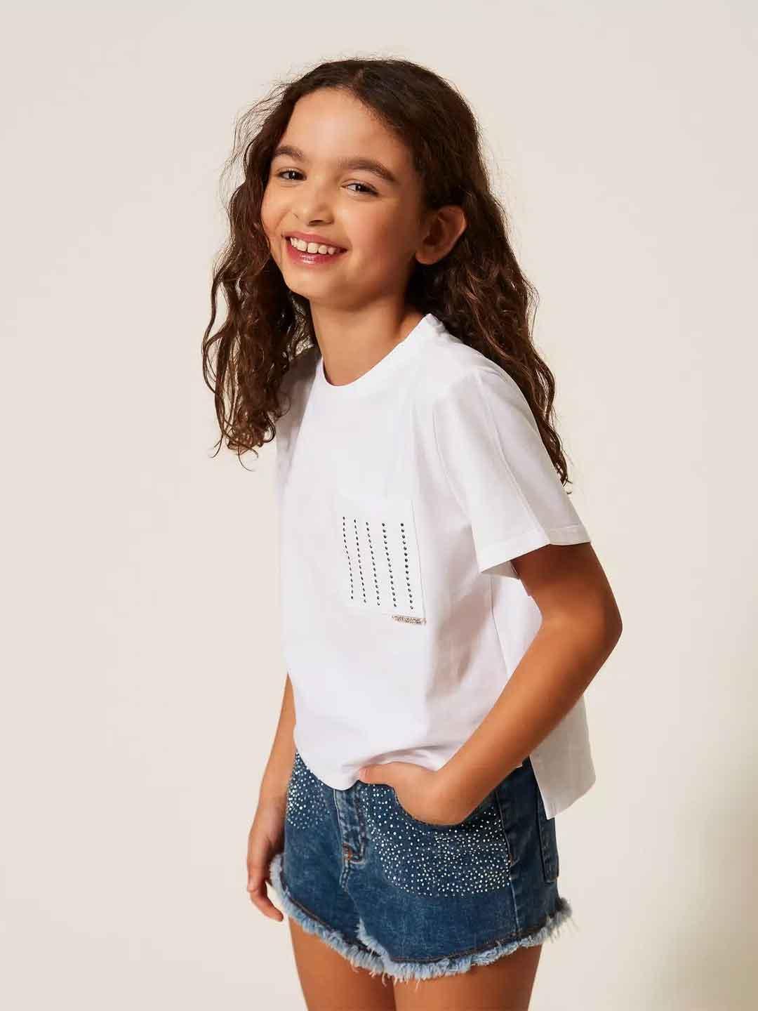Twinset t-shirt kids bianco con borchie