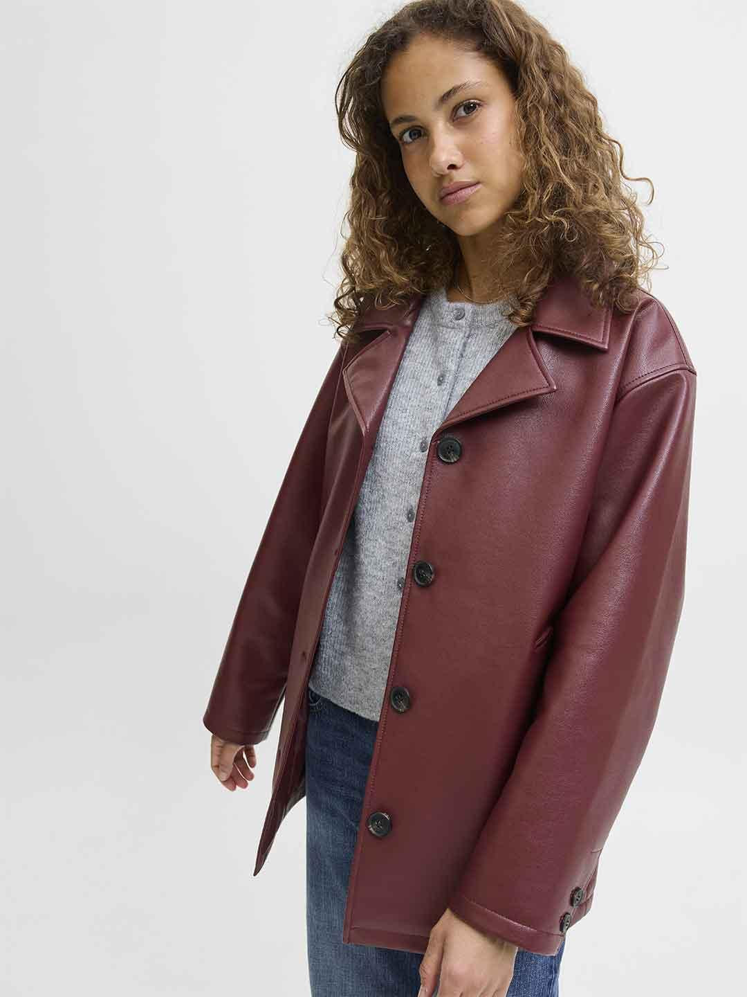 JJXX giacca bordeaux in pelle