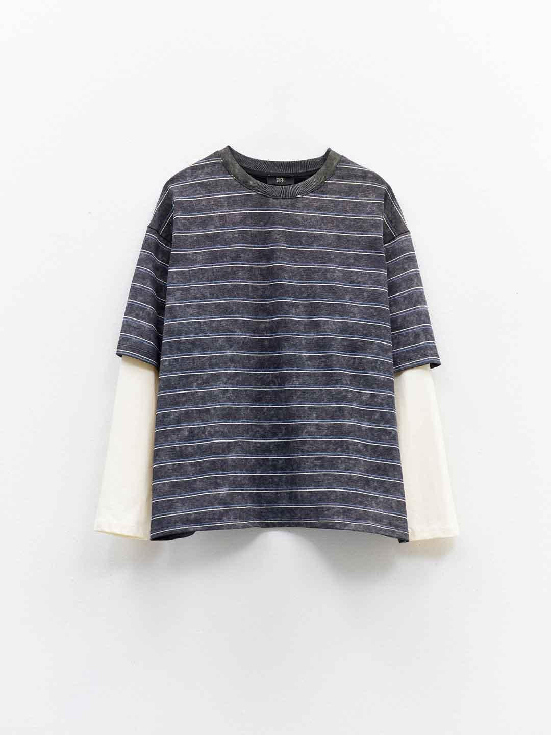 Eleh t-shirt grigio a righe