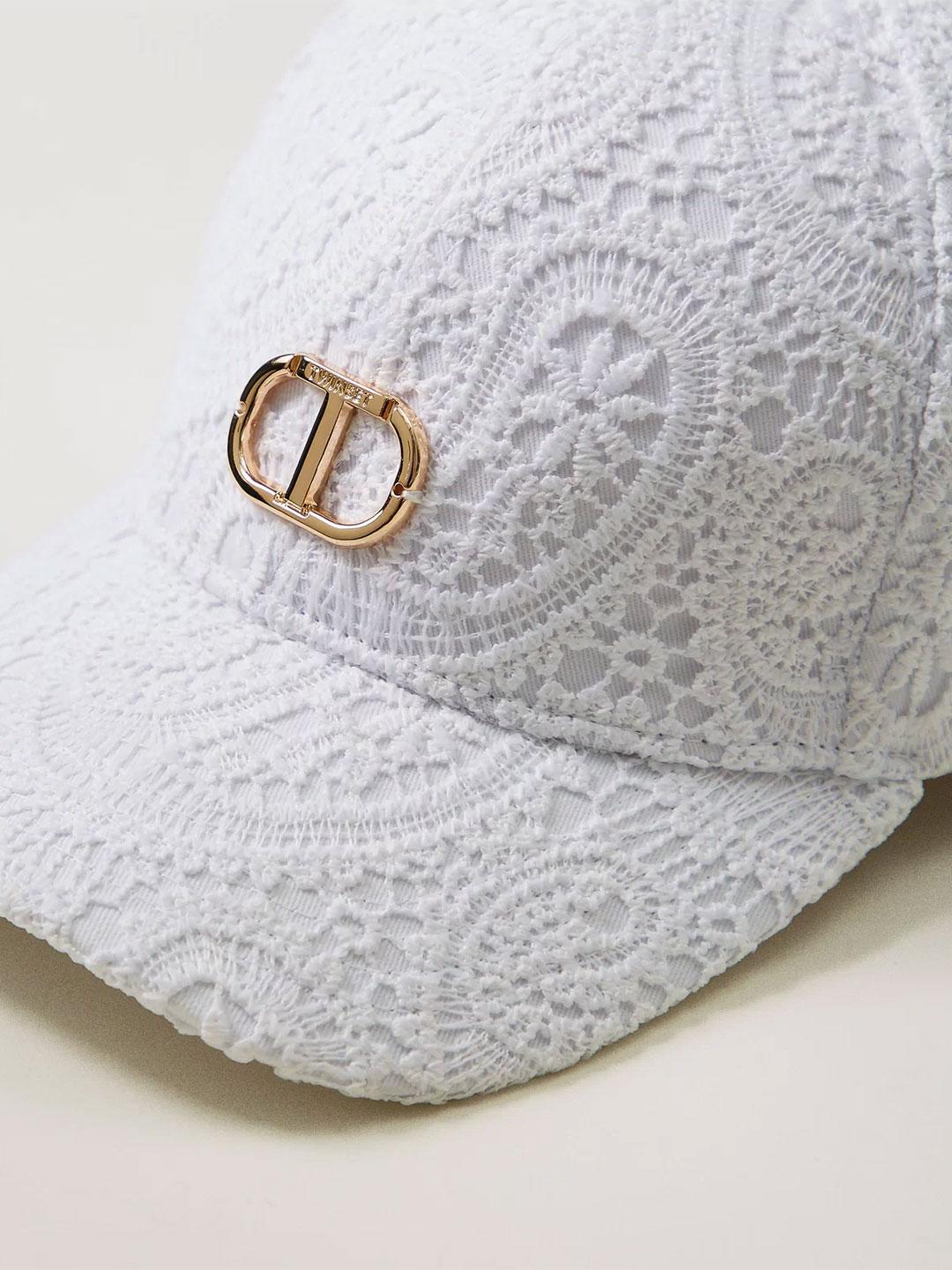 Twinset cappello kids bianco in pizzo