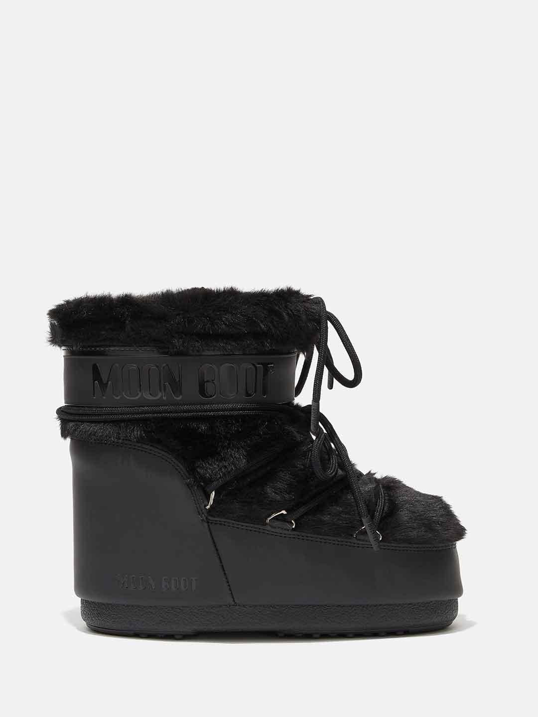 Moon Boot Icon Low stivale nero con pelliccia