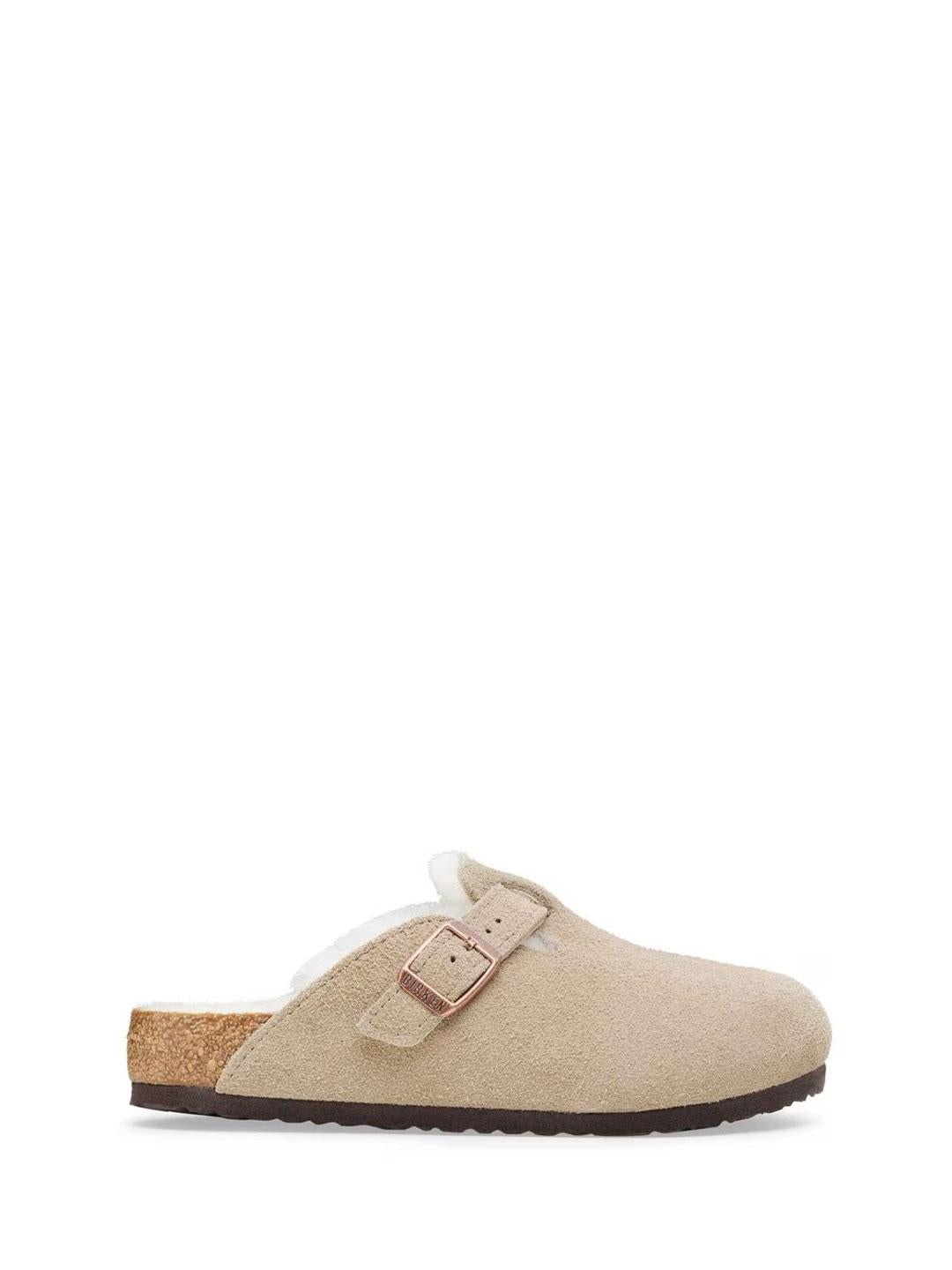 Birkenstock Boston sabot kids beige con pelliccia