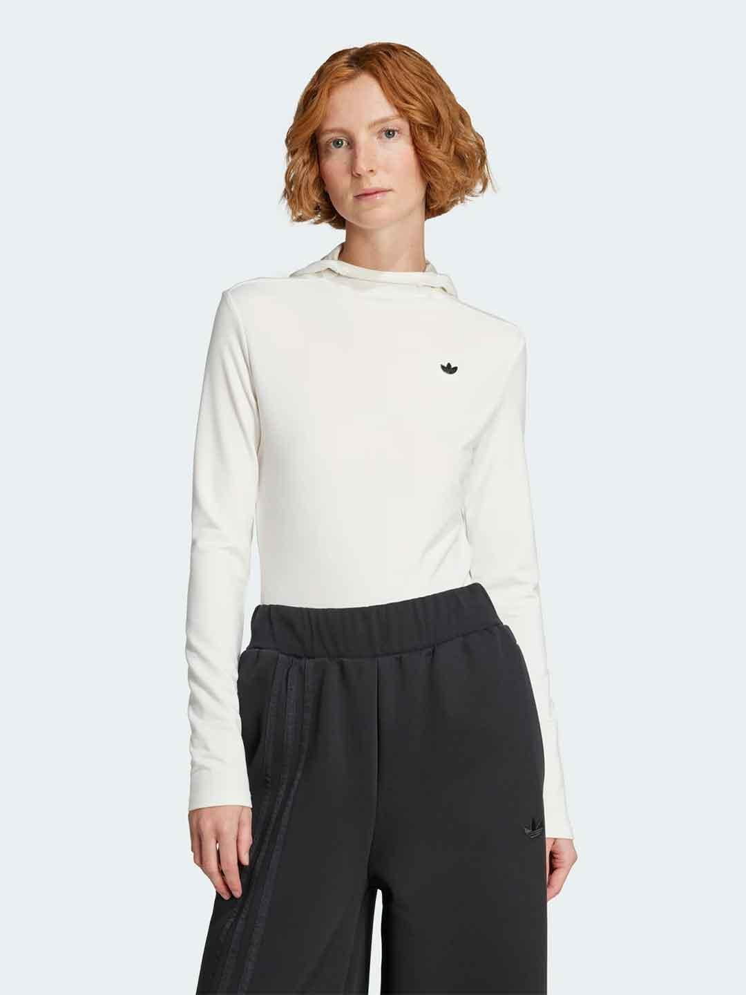 Adidas t-shirt bianco con cappuccio