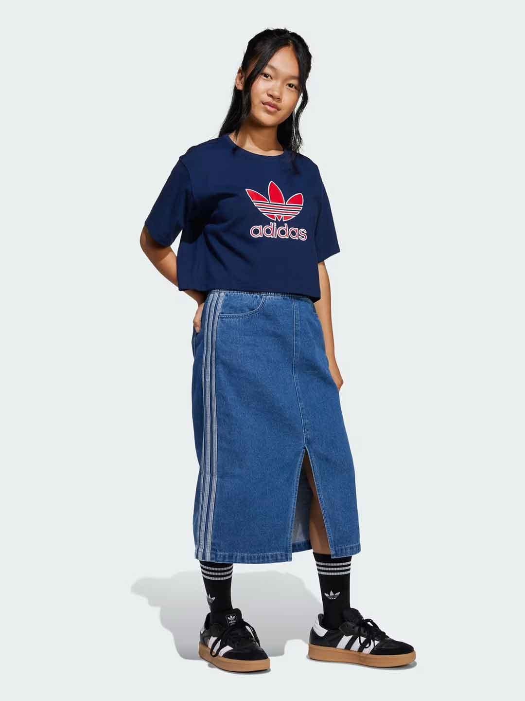 Adidas gonna kids in jeans lunga con spacco