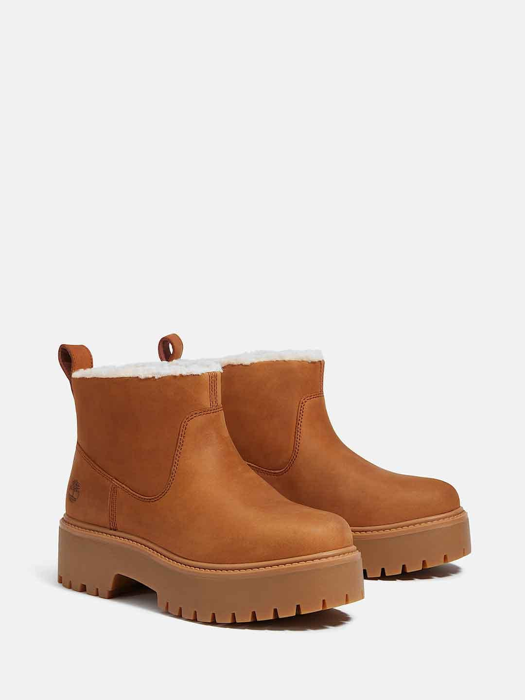 Timberland Stone Street anfibio beige con pelliccia