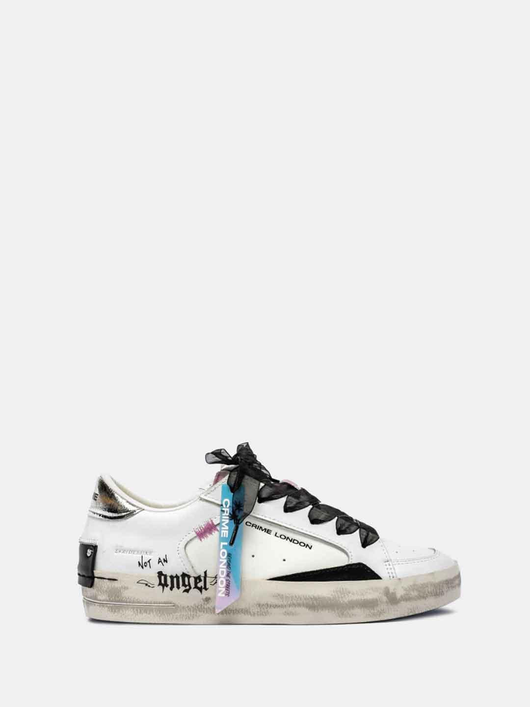 Crime Sk8 Deluxe sneakers bianco con tab argento