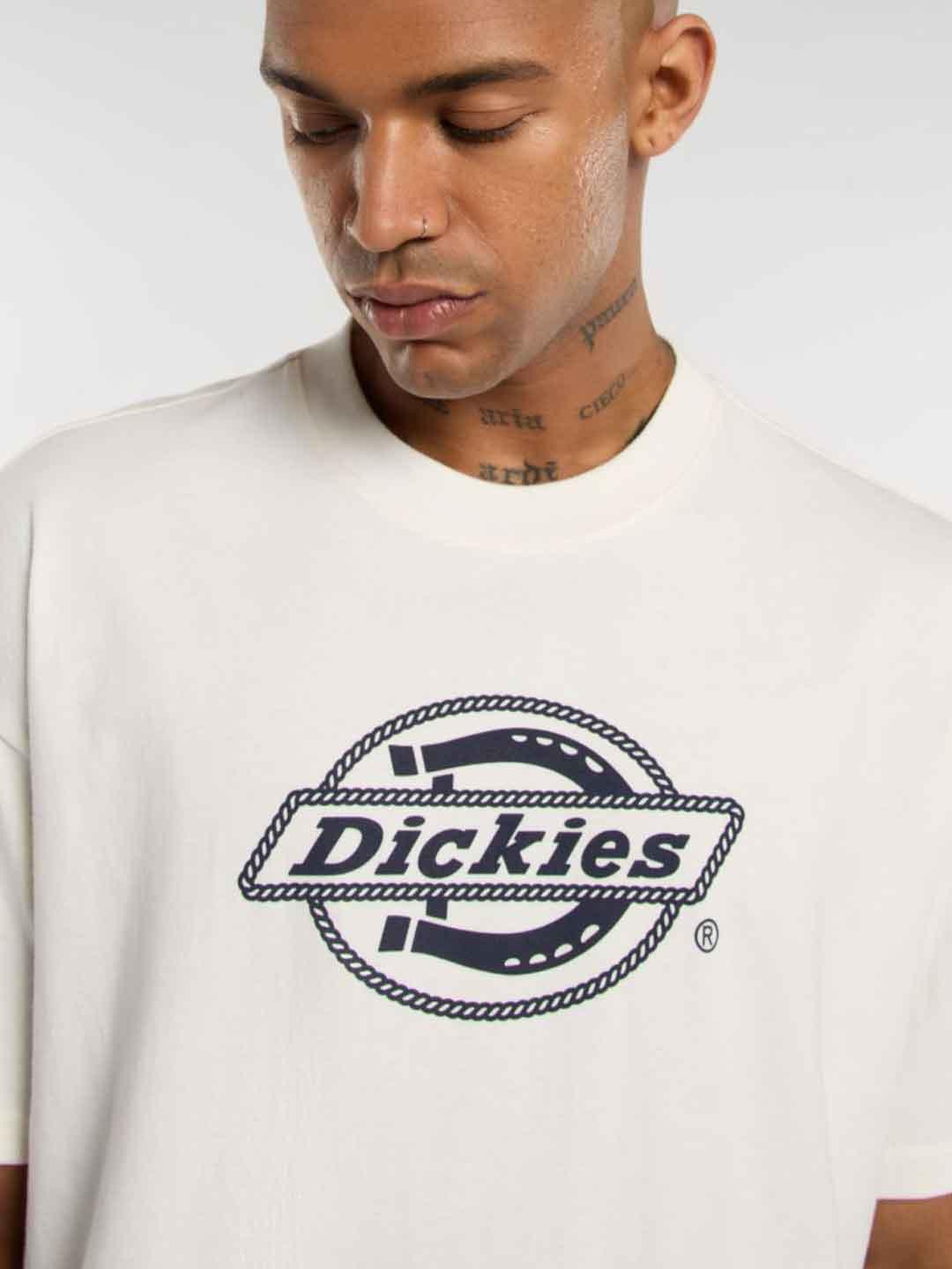 Dickies Forth Shaw t-shirt panna con logo blu