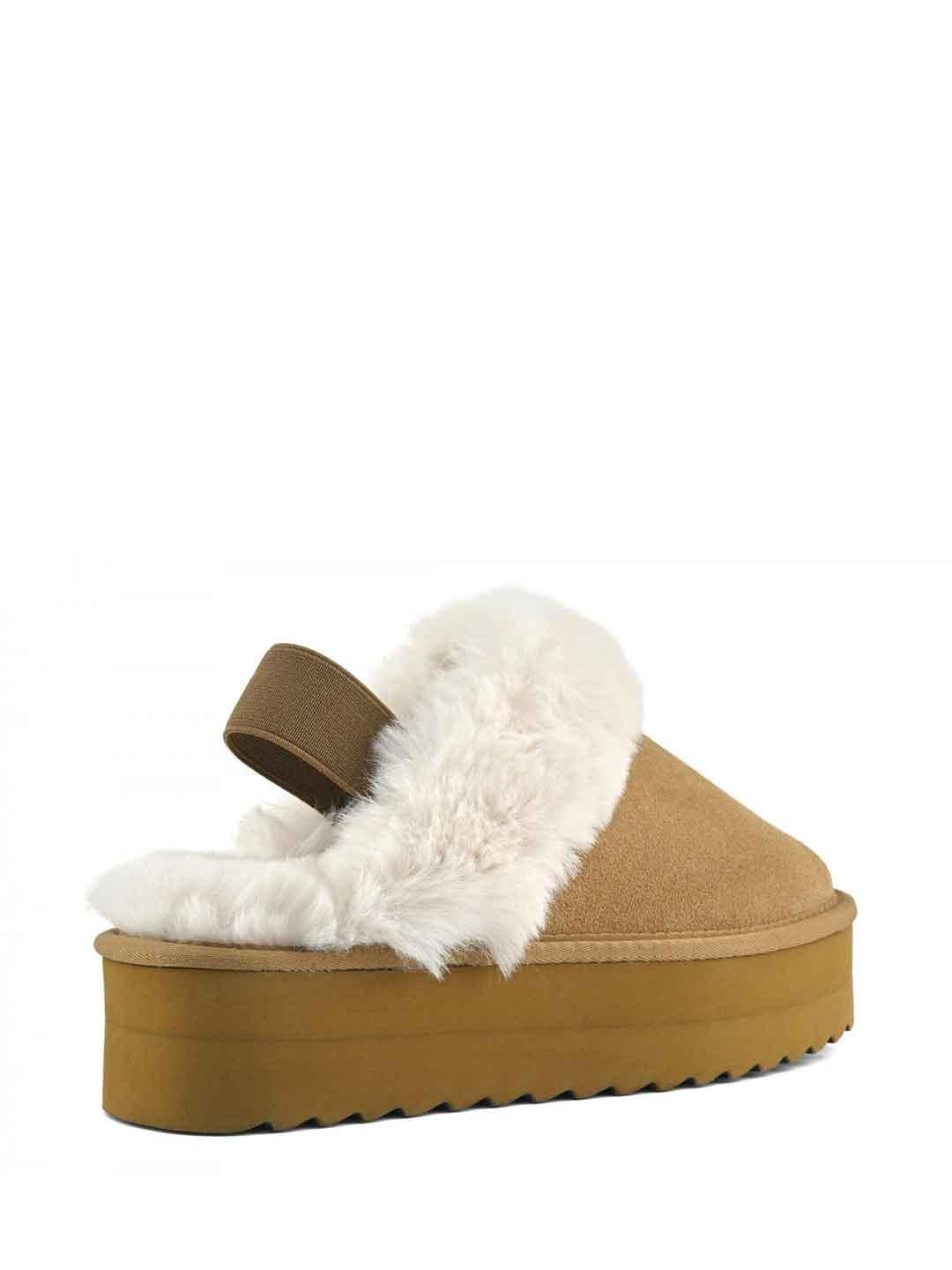Colors Of California sabot marrone platform con pelliccia