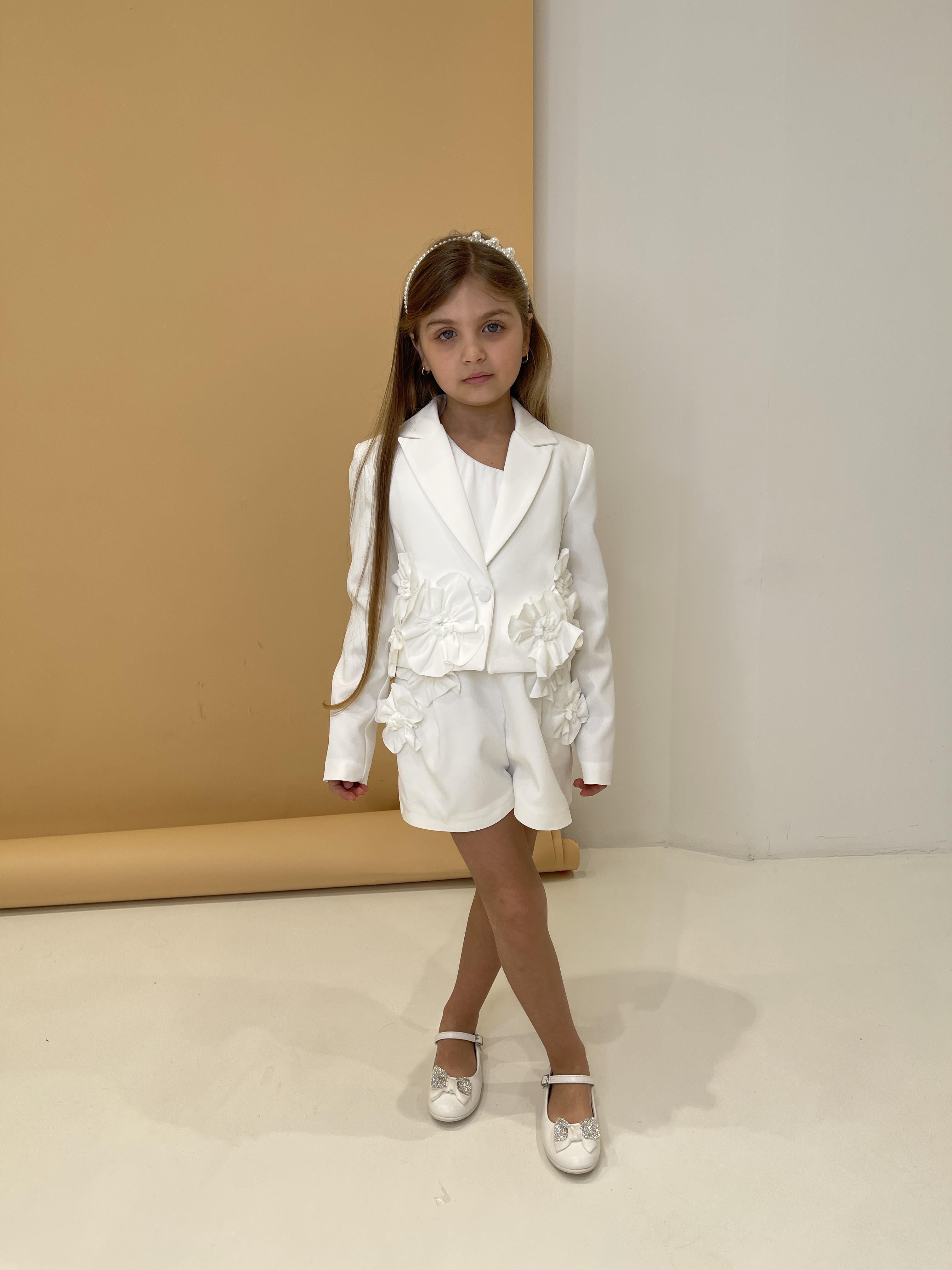 Fun & Fun giacca kids bianco con fiori