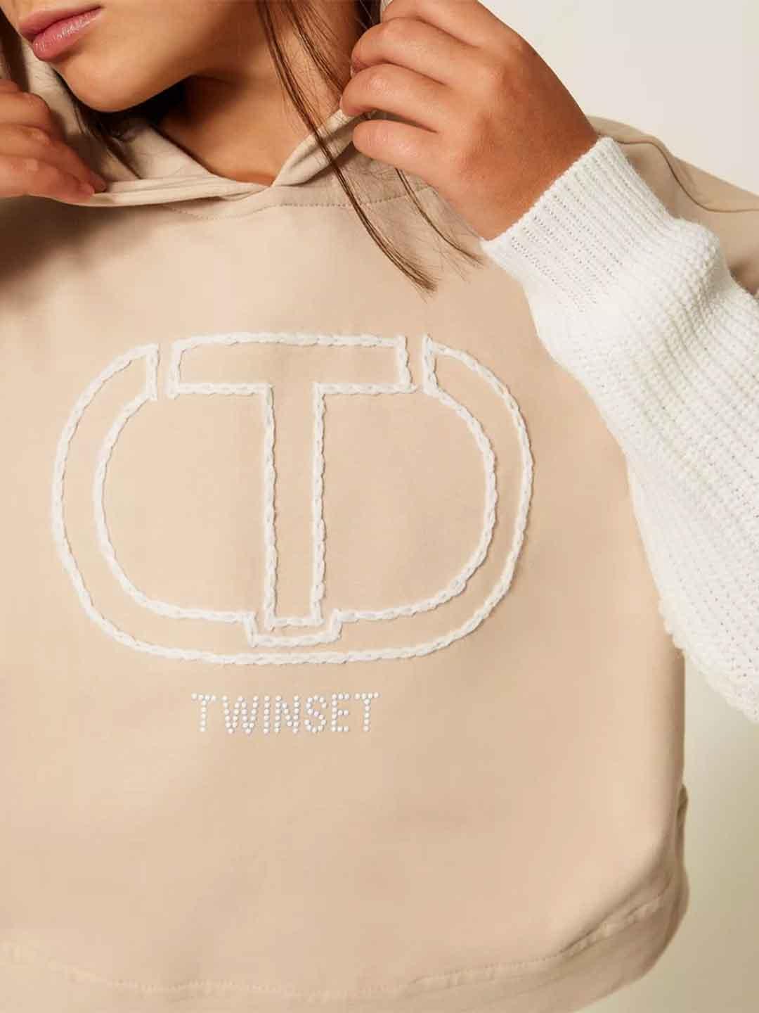 Twinset felpa kids beige con cappuccio