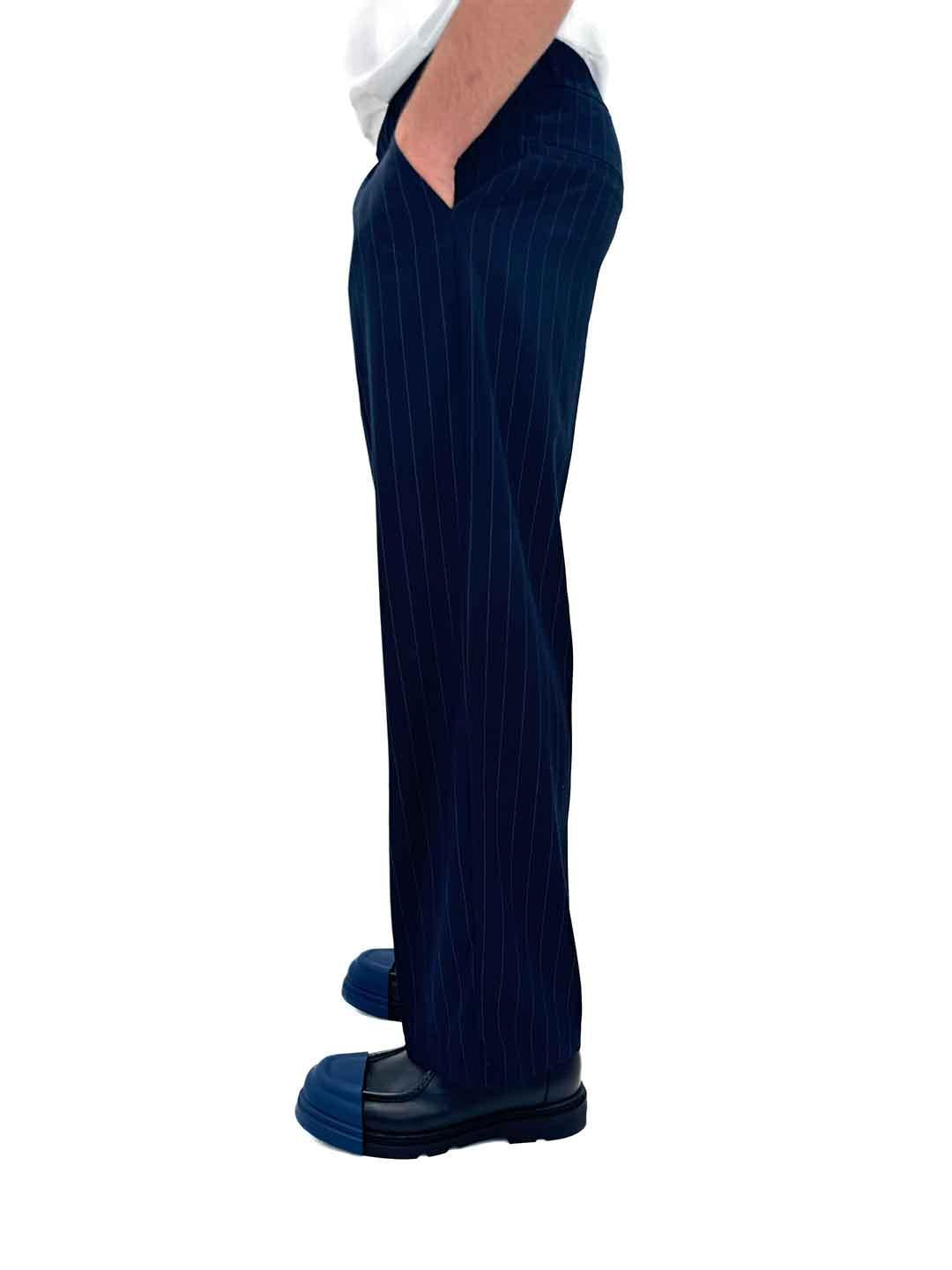 All or Nothing pantalone blu gessato