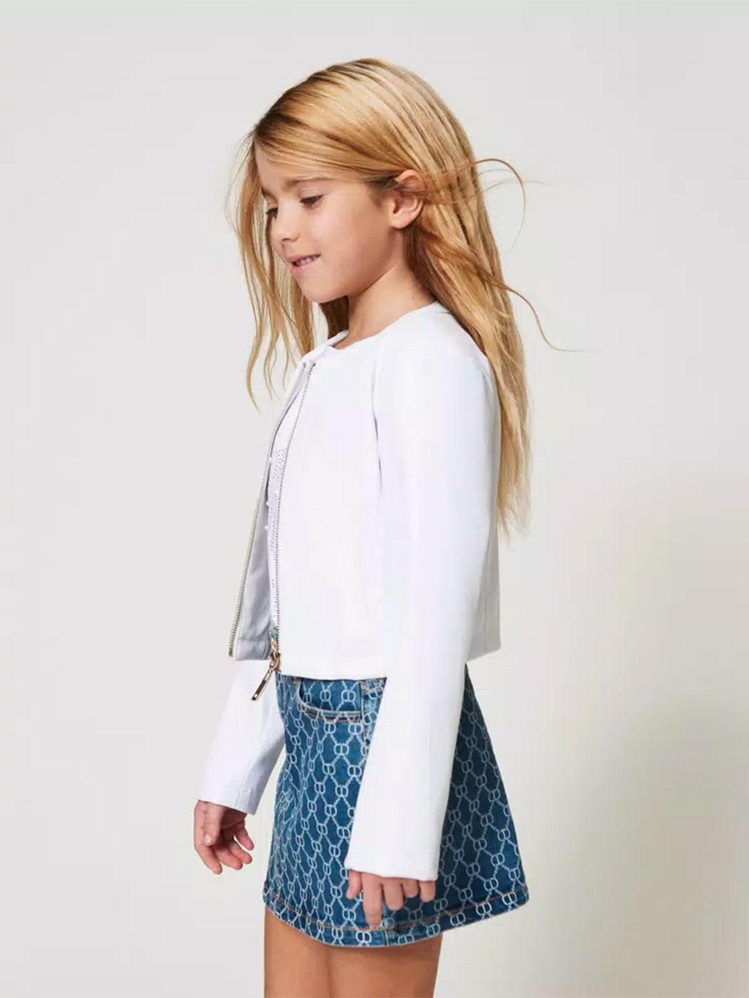 Twinset t-giubbino kids bianco effetto pelle