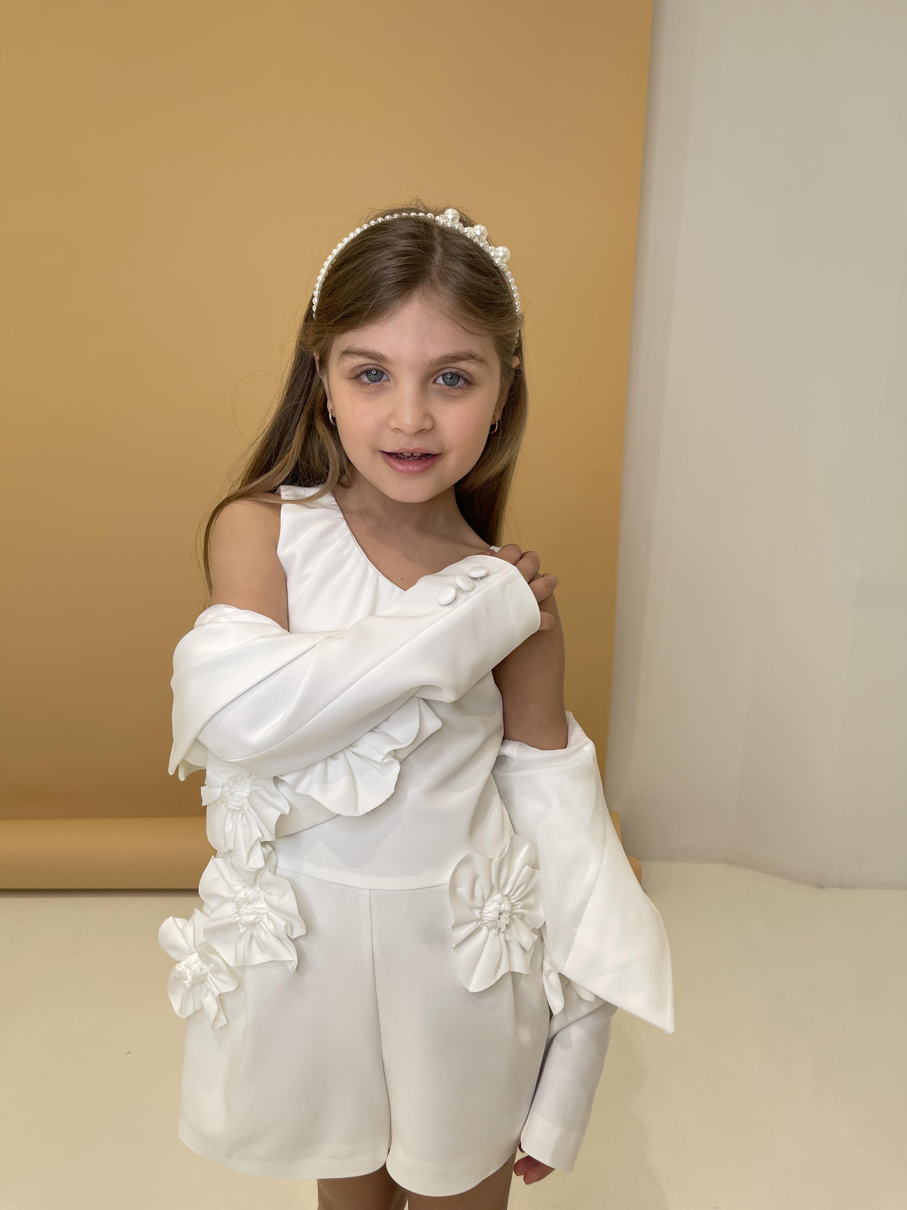 Fun & Fun tuta kids bianco con fiori