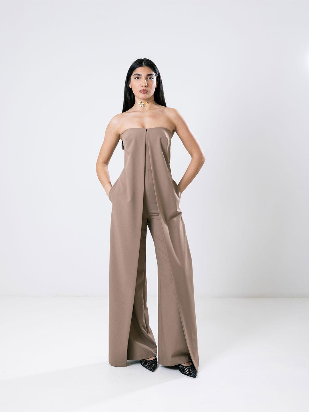 Bohemian Vì jumpsuit marrone<BR/>