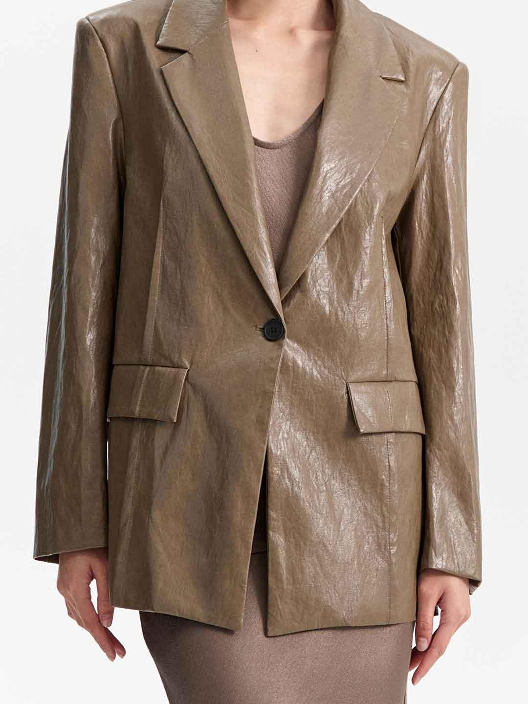Eleh giacca marrone in pelle