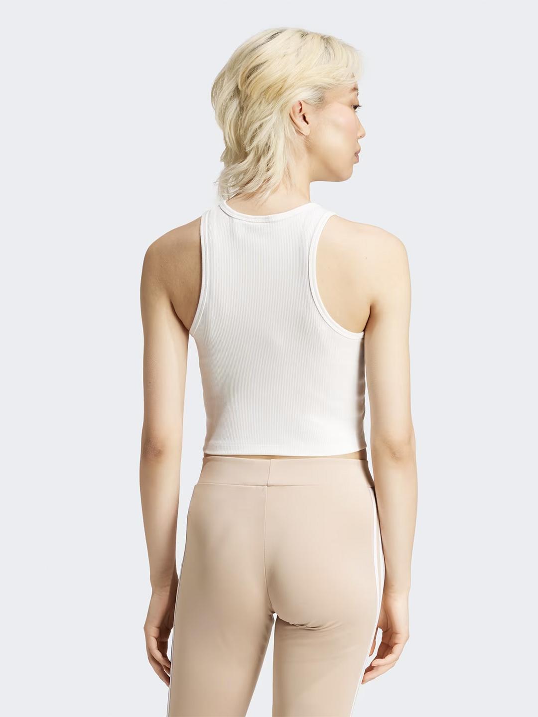 Adidas canotta bianco a coste crop