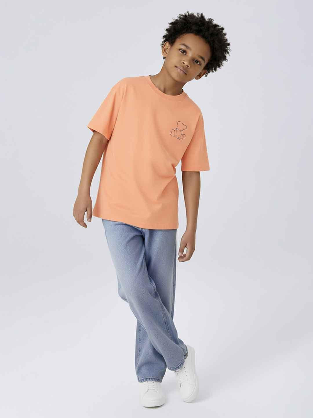 Name It t-shirt kids arancio con stampa orsetto