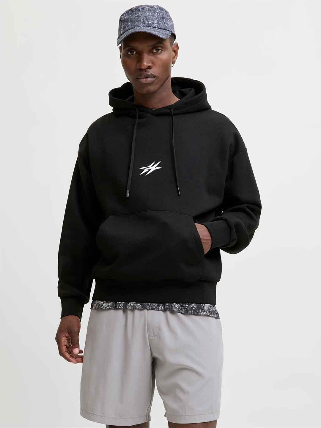 Jack & Jones felpa nero con cappuccio