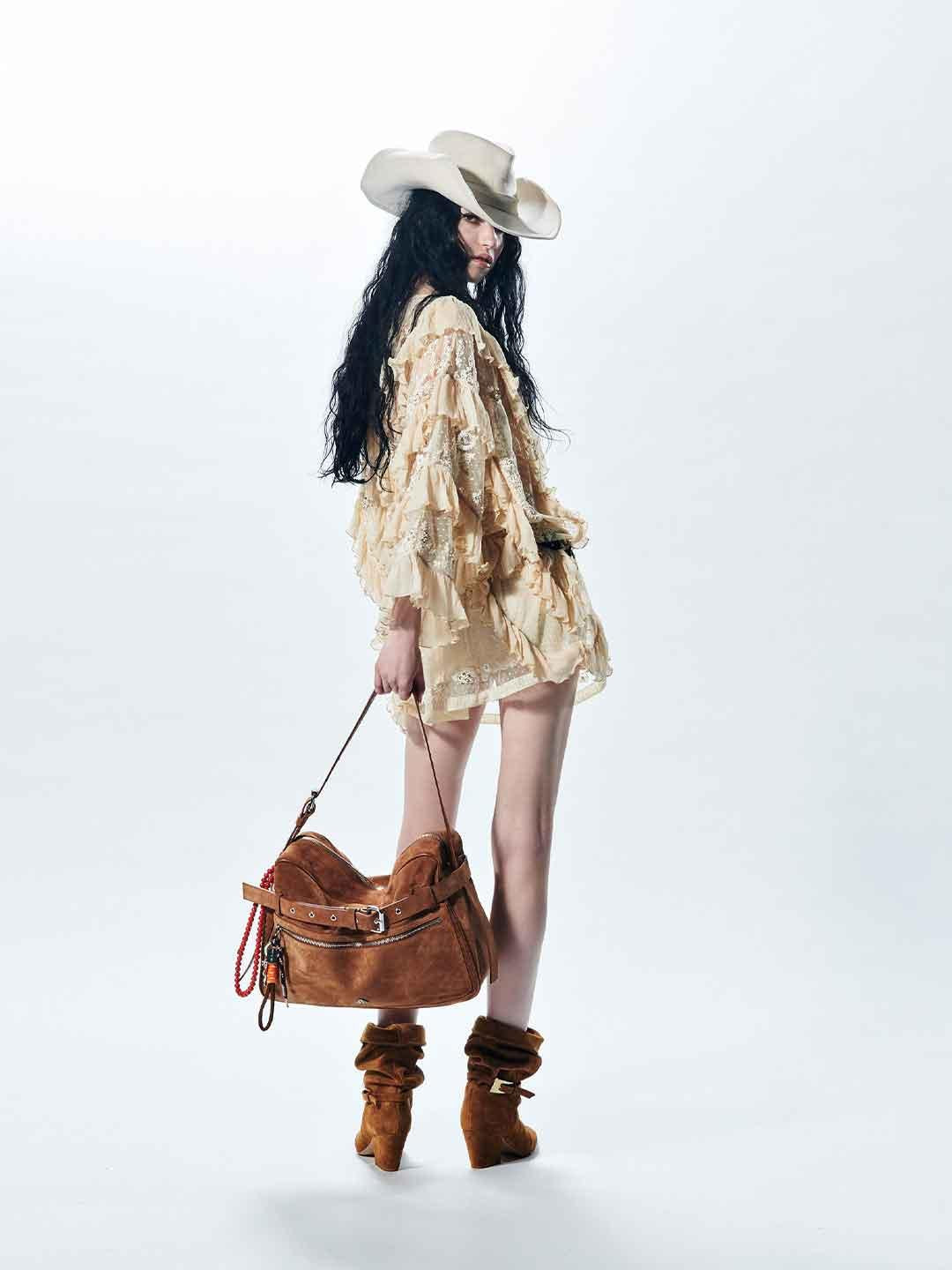 Aniye By Layla camicia beige in pizzo