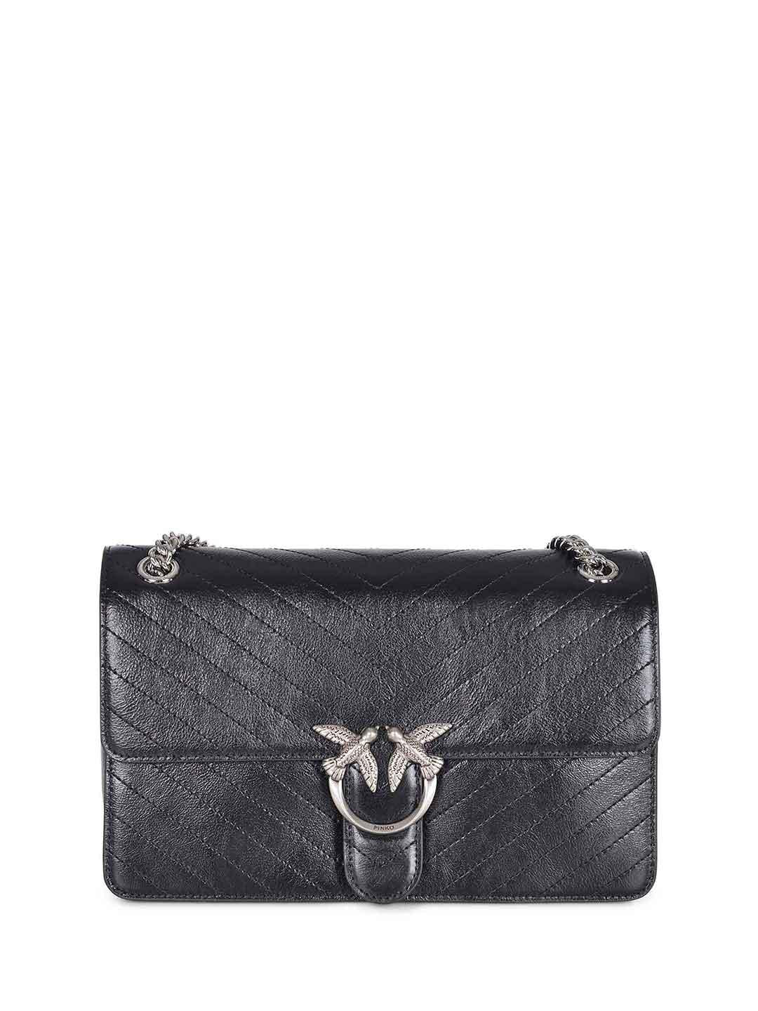 Pinko Love One Light Classic borsa nero e argento