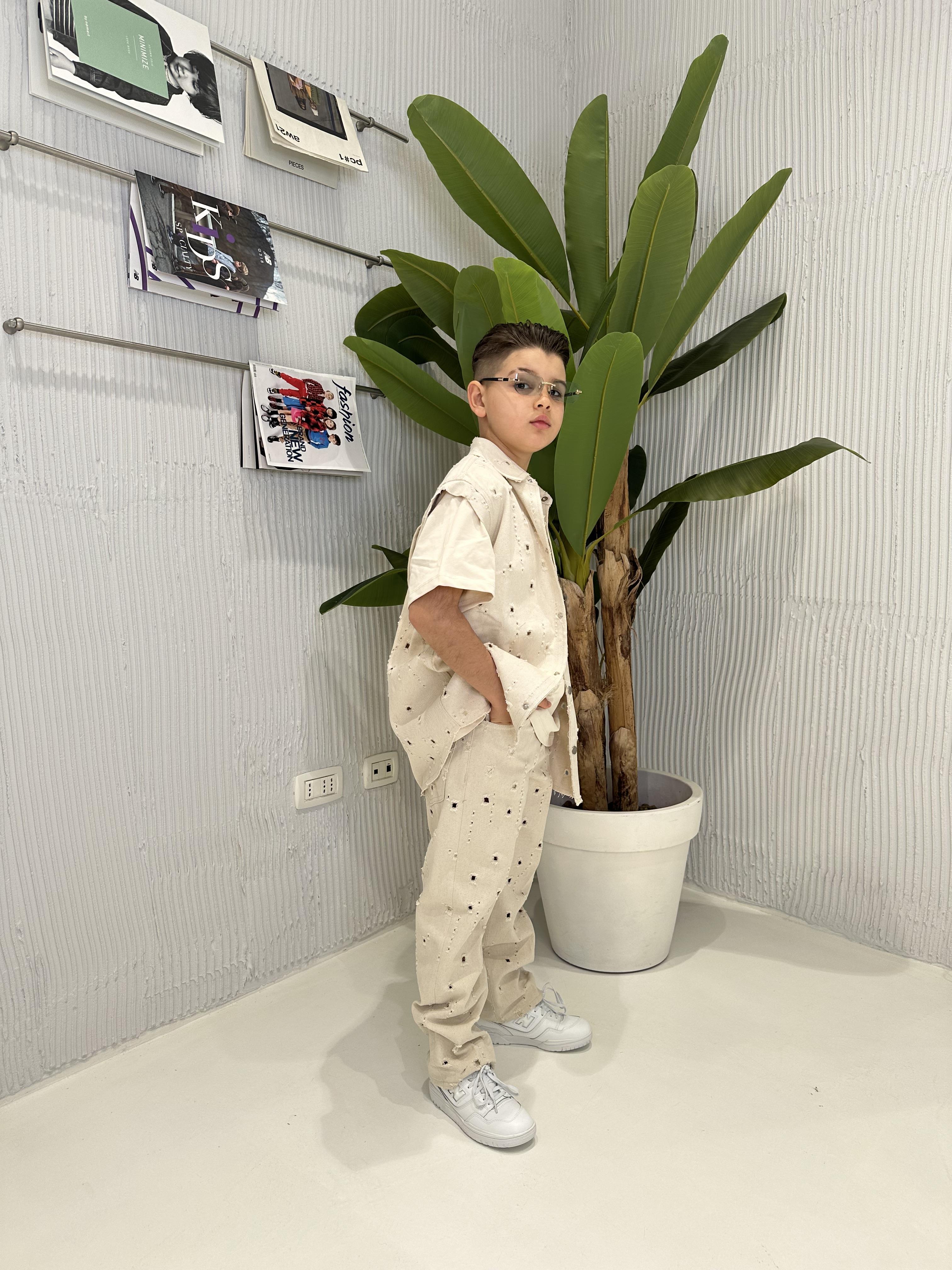 I'm Brian pantaloni kids beige traforato