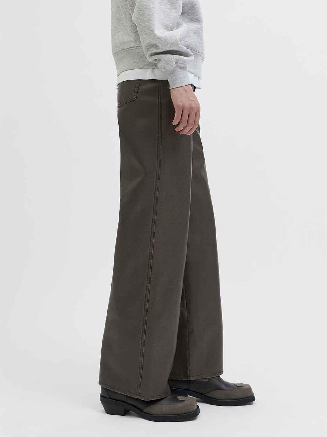 JJXX Hannah pantaloni marrone in pelle