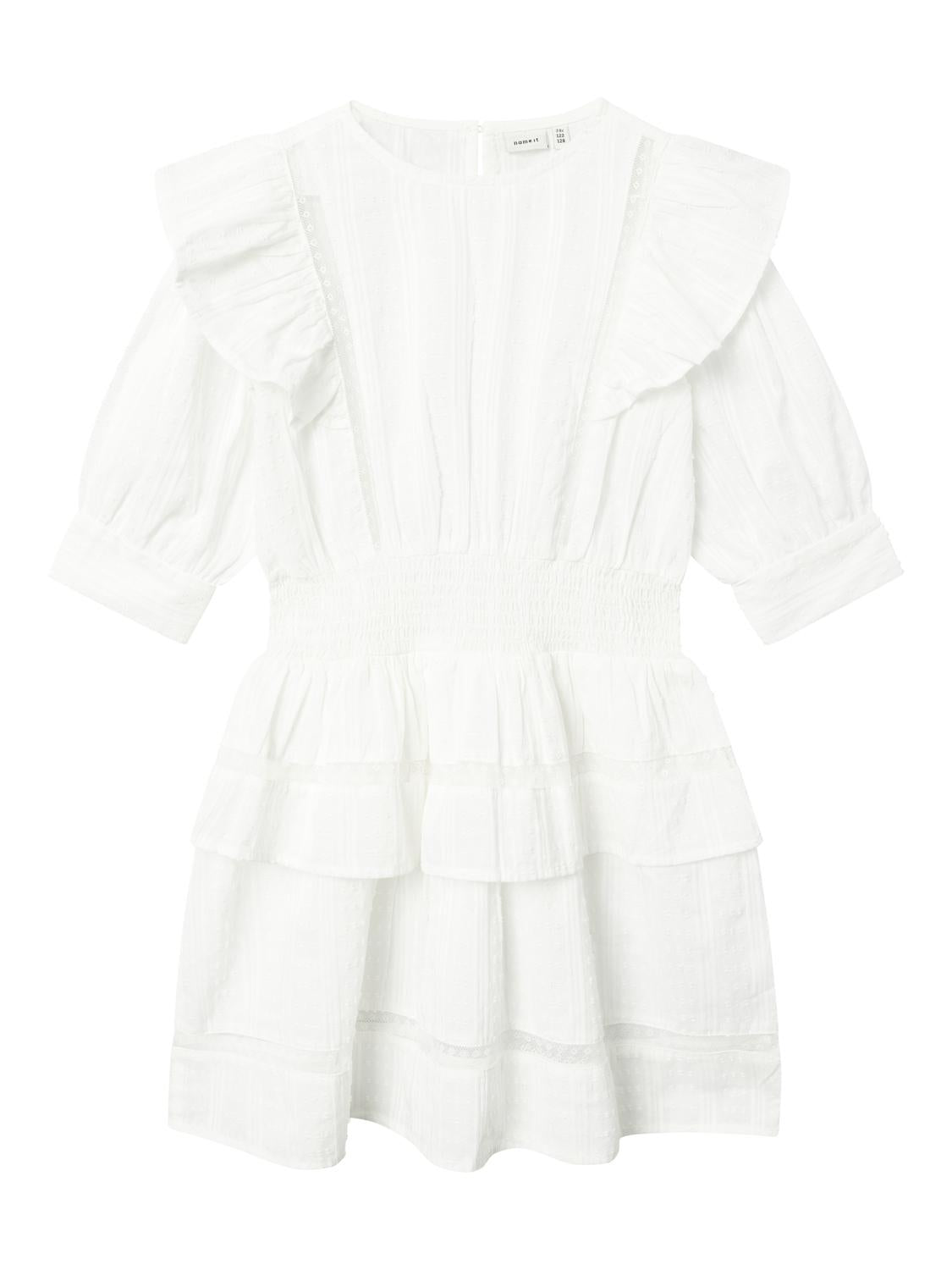 Name It abito kids bianco con volant sulle spalle