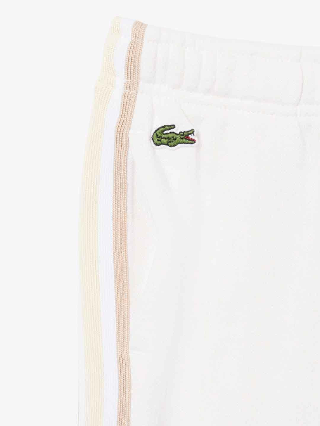 Lacoste pantalone kids panna con bande