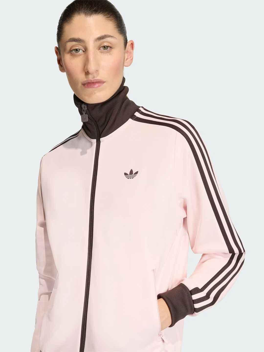 Adidas felpa rosa con bande marrone