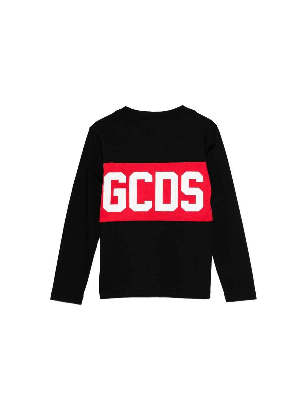 GCDS t-shirt kids nero con banda logo