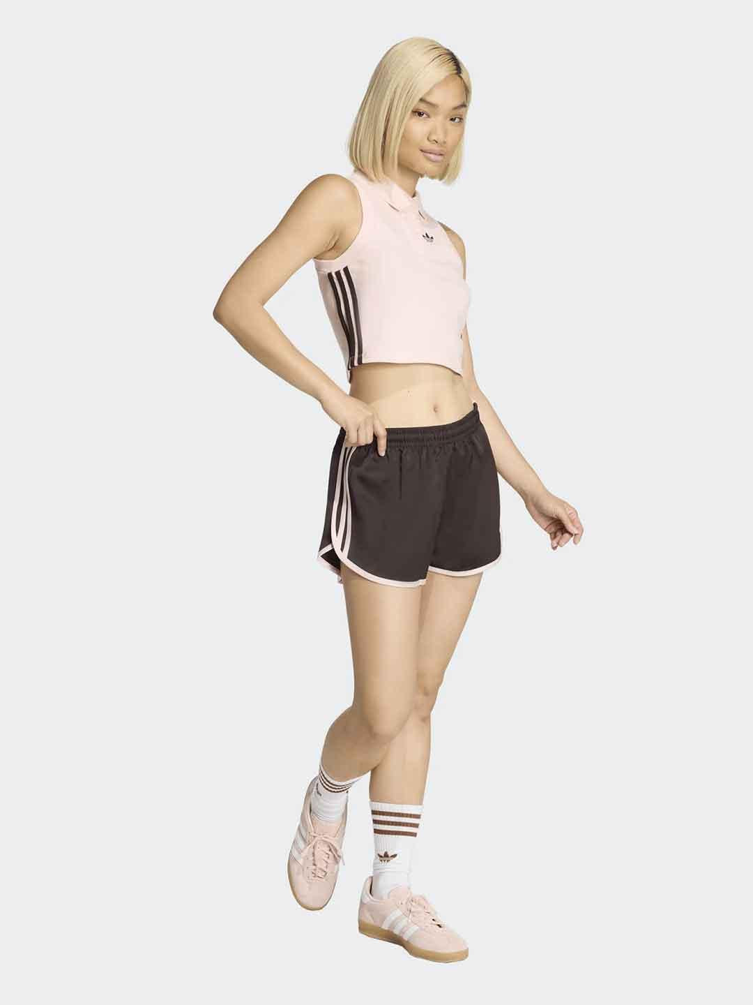 Adidas polo rosa con bande nere