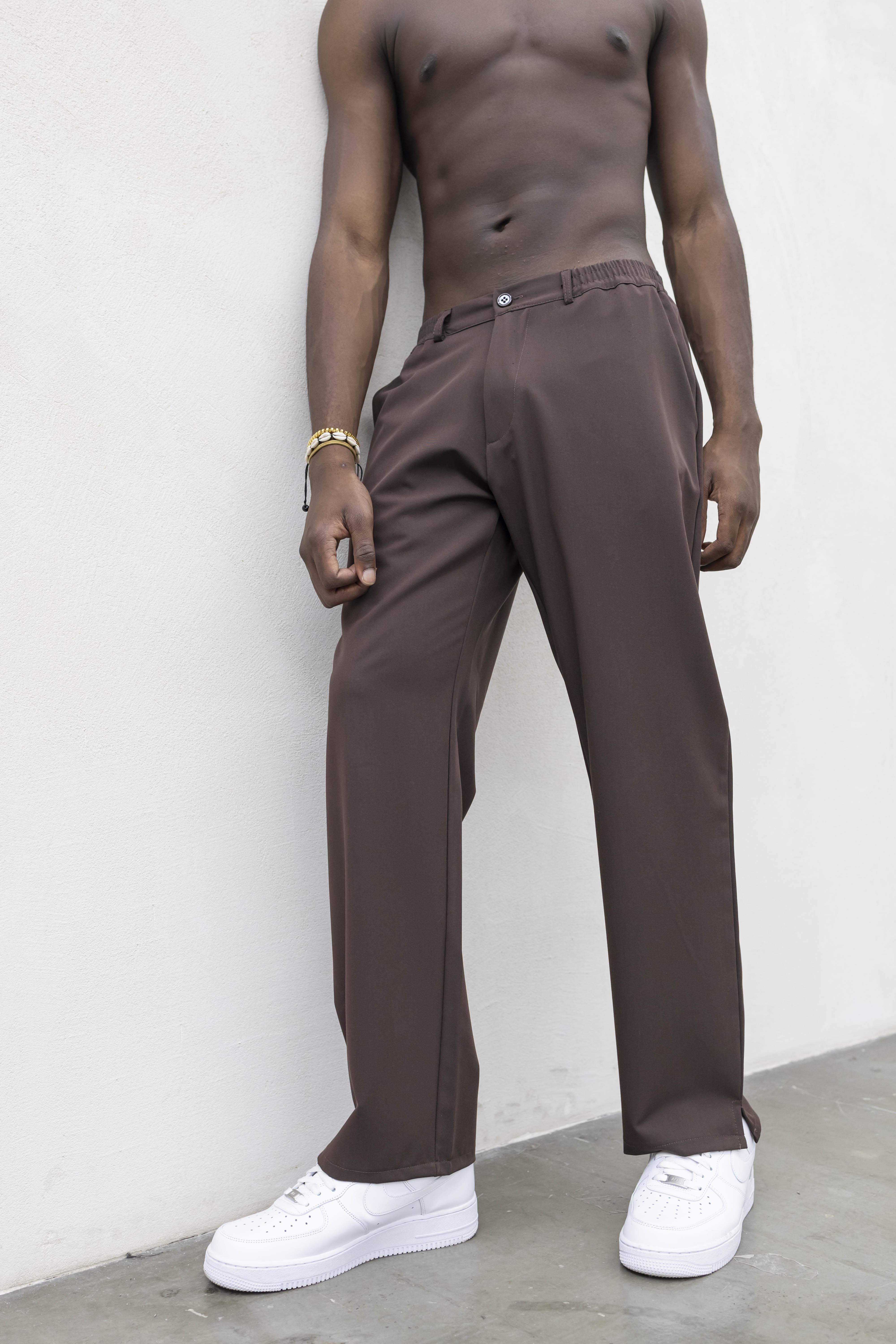Tokyo pantaloni marrone simply con spacchetti