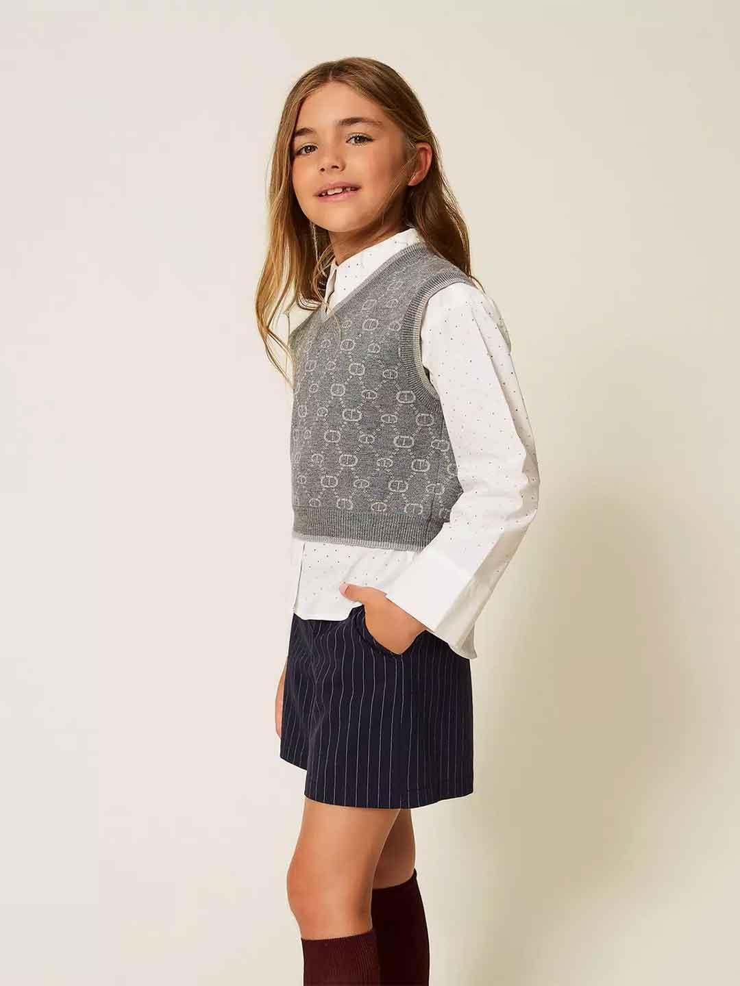 Twinset shorts kids blu gessato