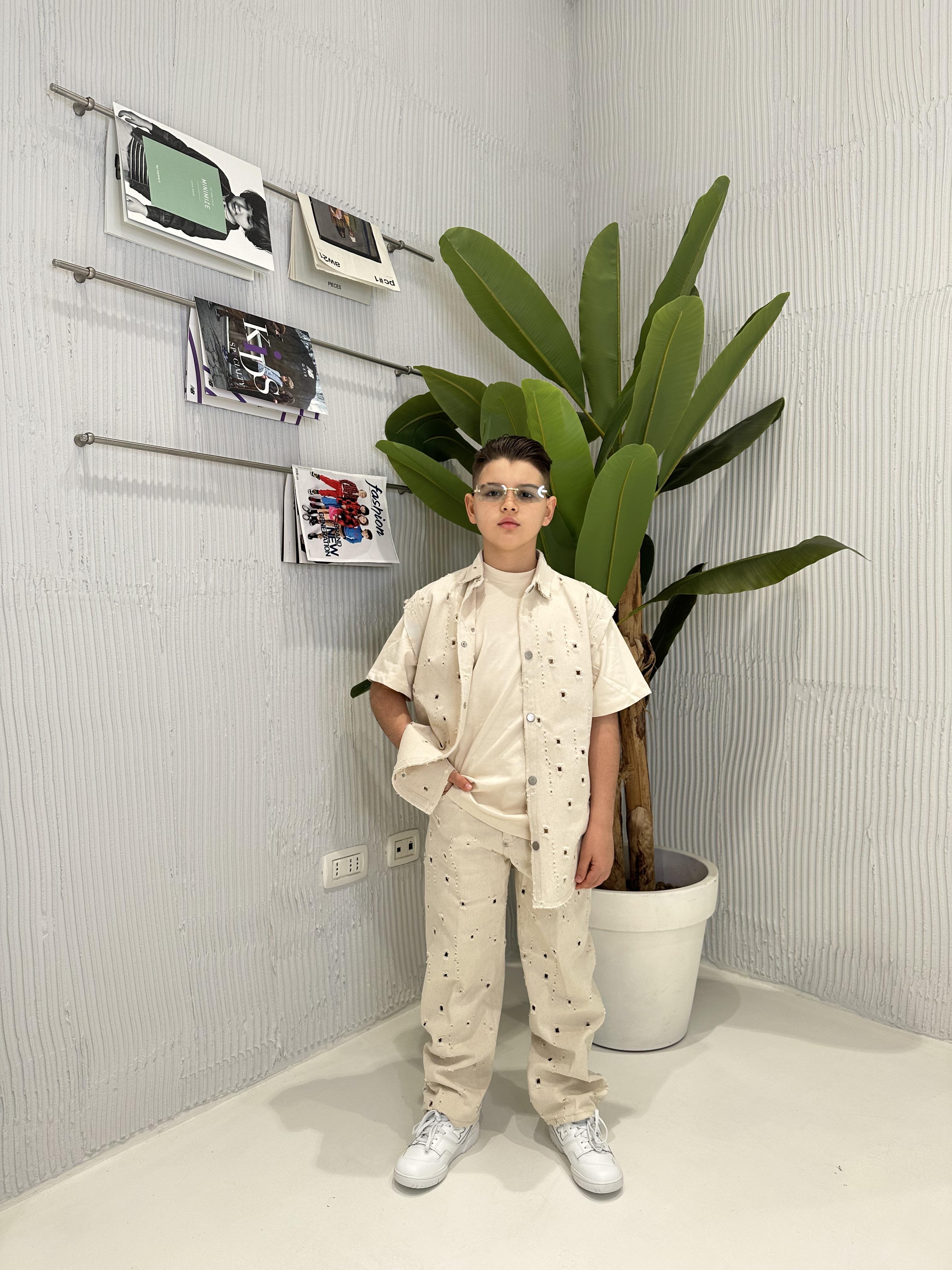 I'm Brian pantaloni kids beige traforato