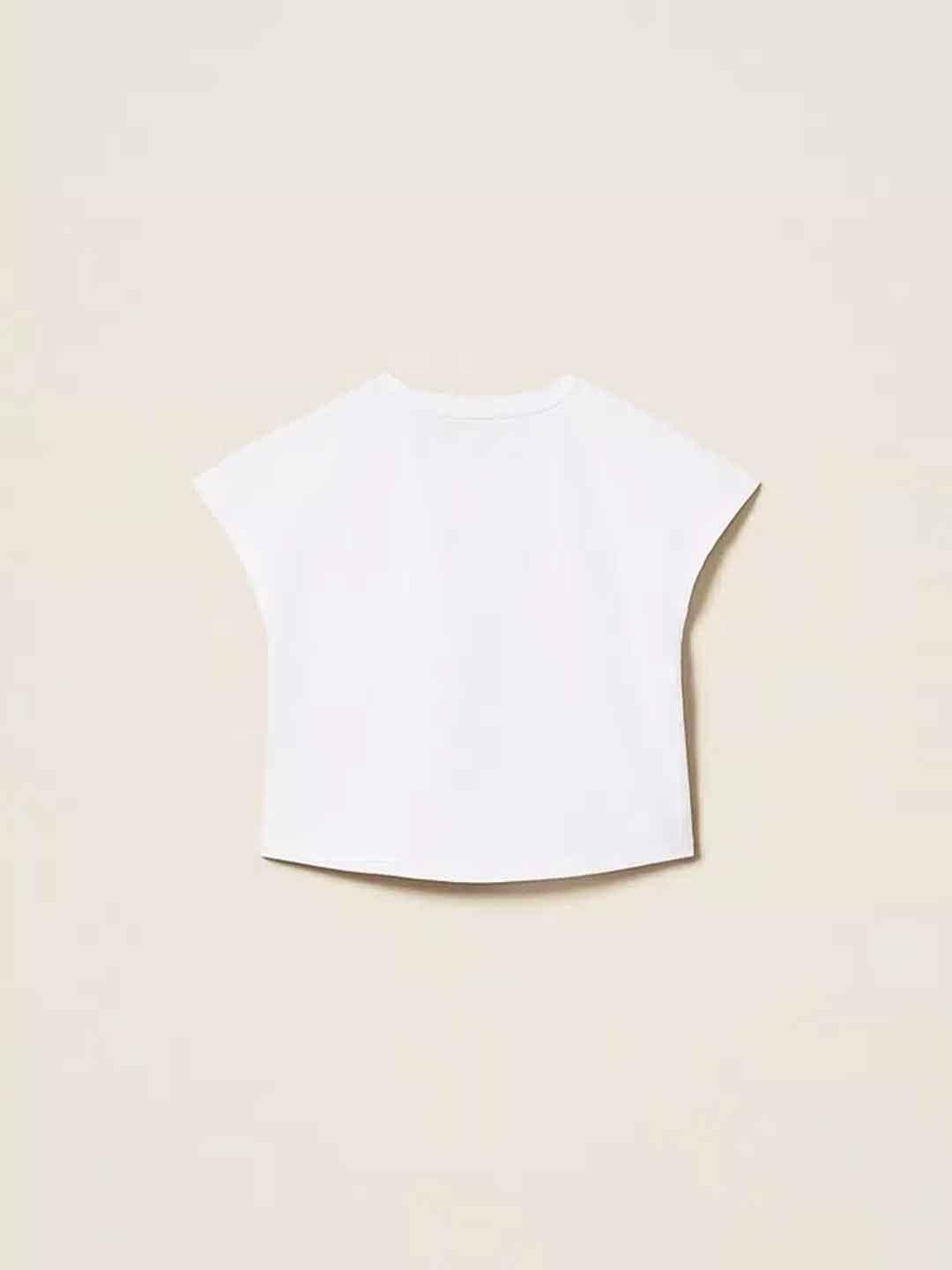 Twinset t-shirt kids bianco taschino con rose