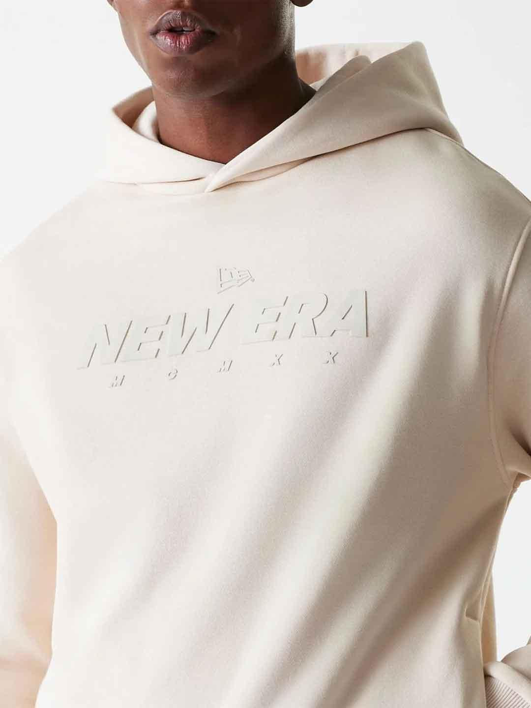 New Era felpa panna over con cappuccio