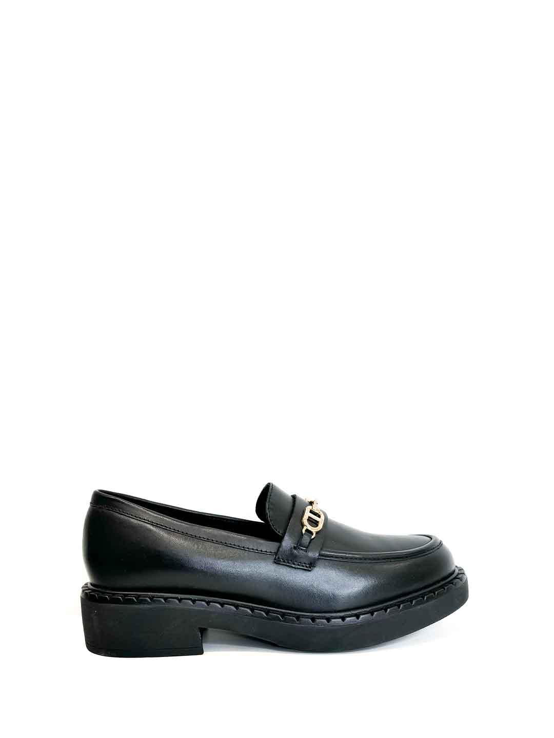 Twinset mocassini kids nero con logo oval T