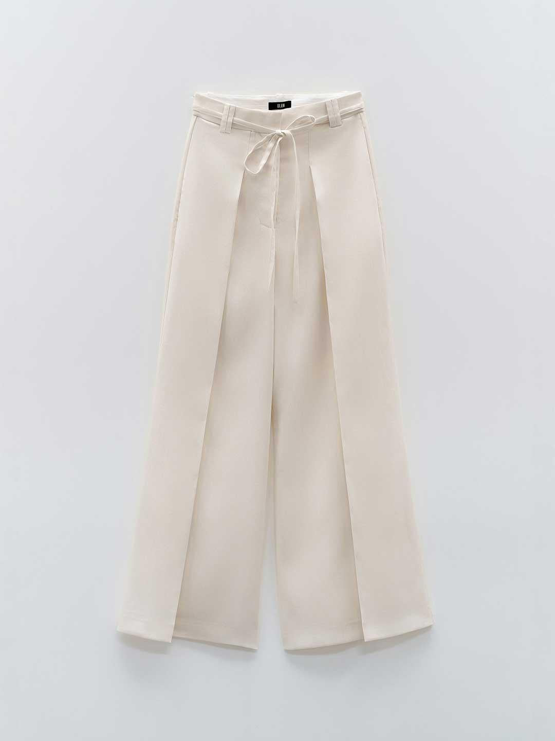 Eleh pantaloni panna con cintura