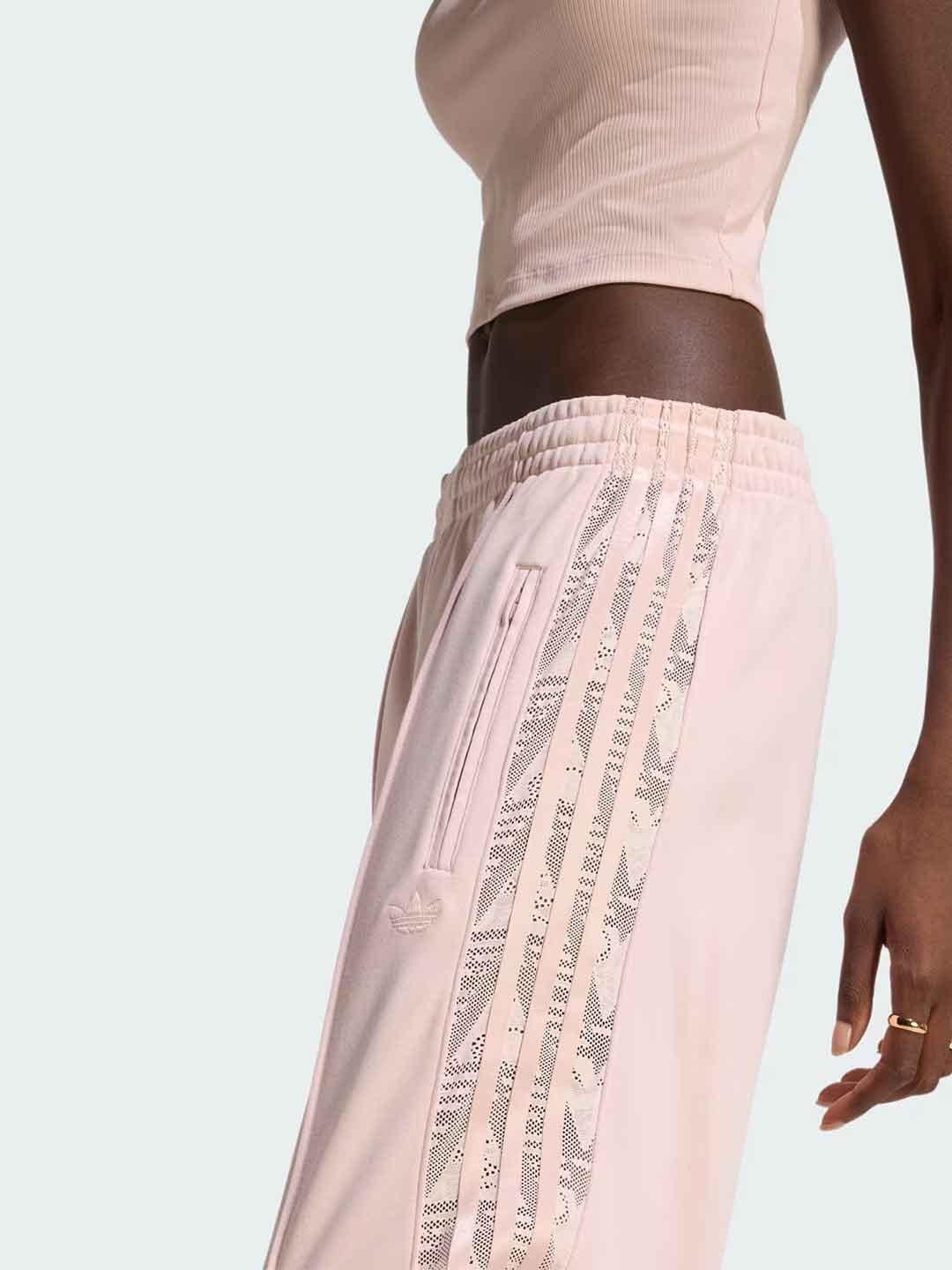 Adidas Firebird pantalone rosa con banda traforata