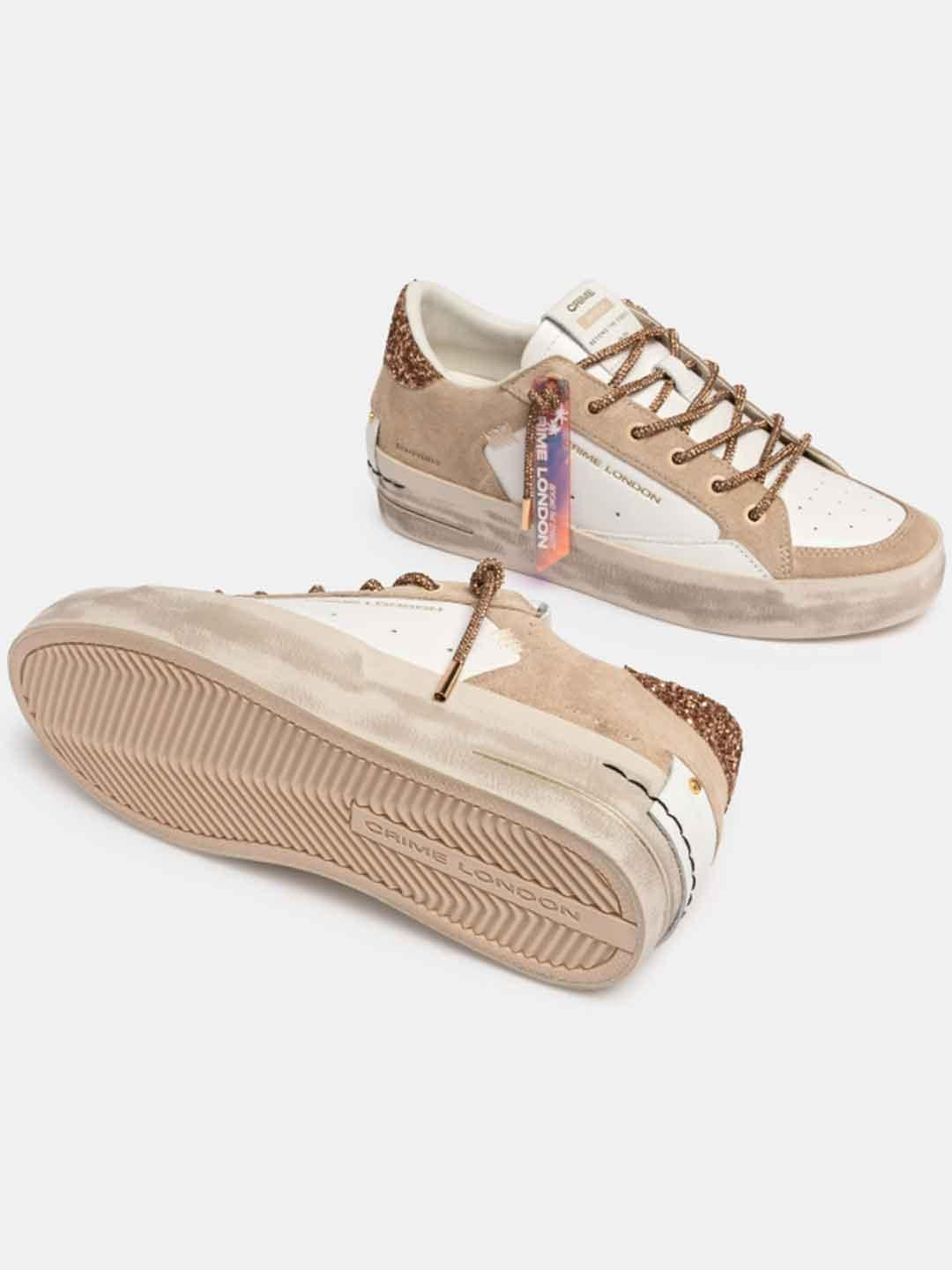 Crime Sk8 Deluxe Wedge sneakers bianco con lacci in strass